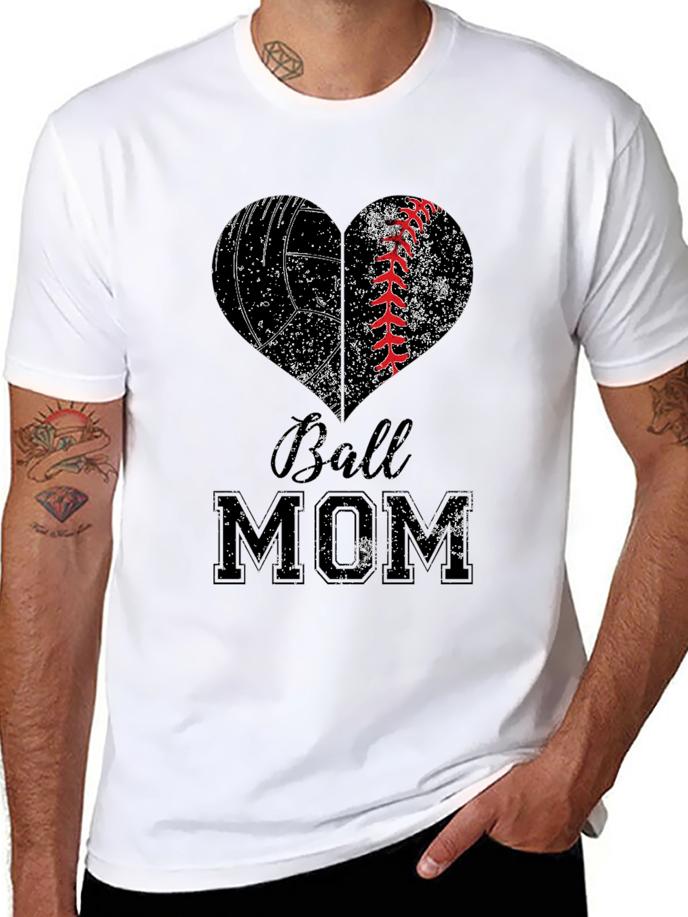 Volleyball Baseball Mom Heart T-Shirt