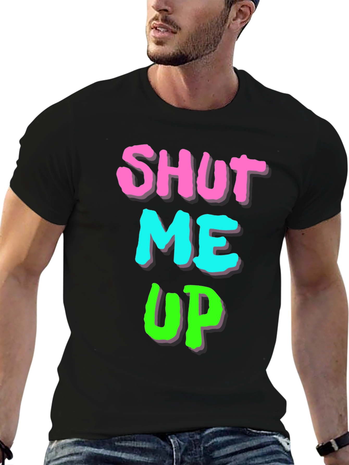 Shut Me Up Graphic Print Black T-Shirt