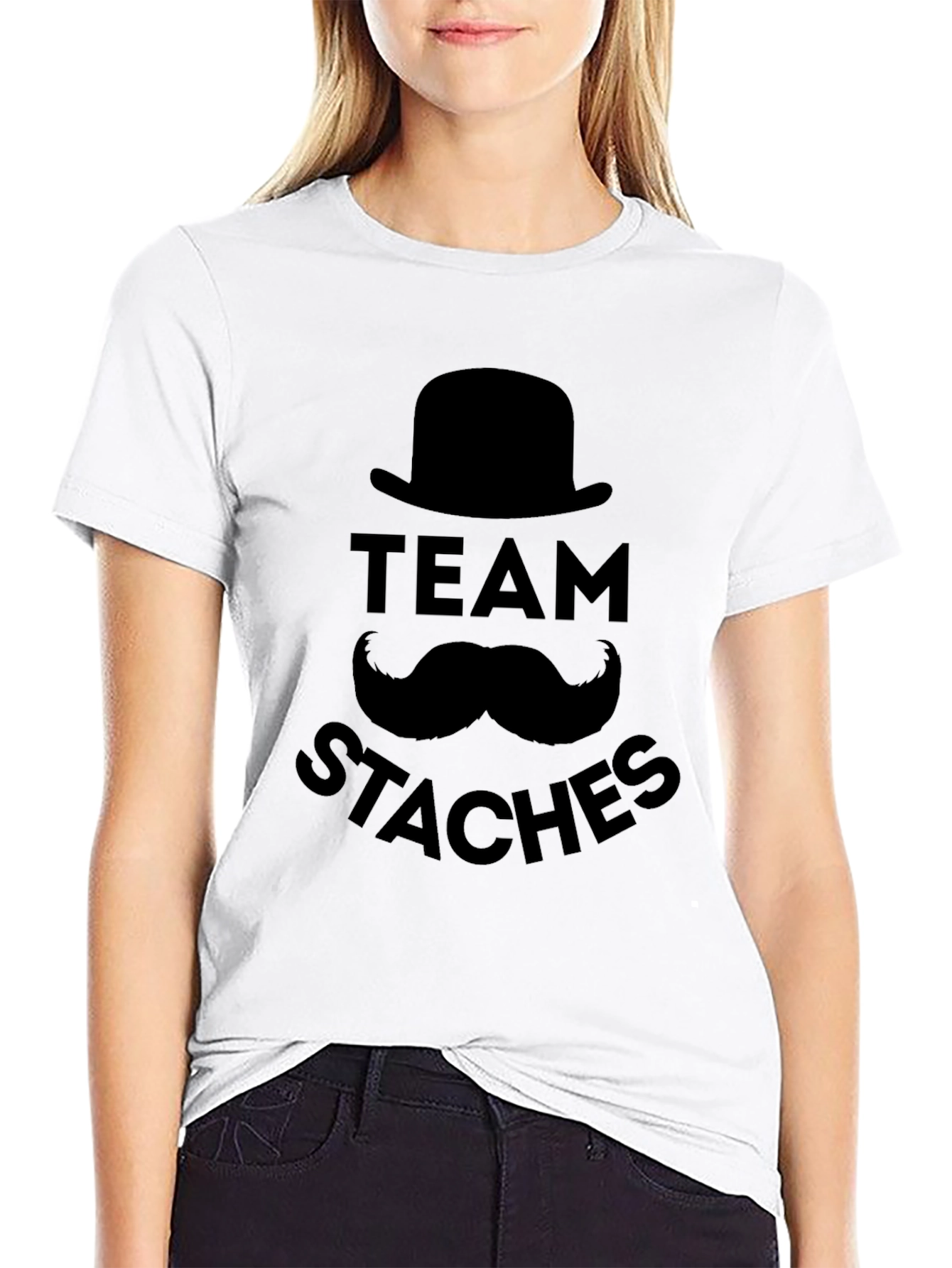 Team Staches Graphic Print Tee - Black