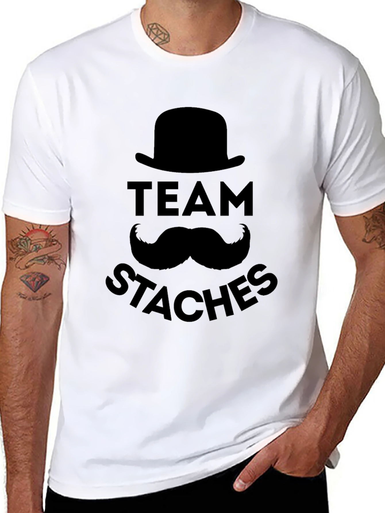 Team Staches Graphic Print Tee - Black