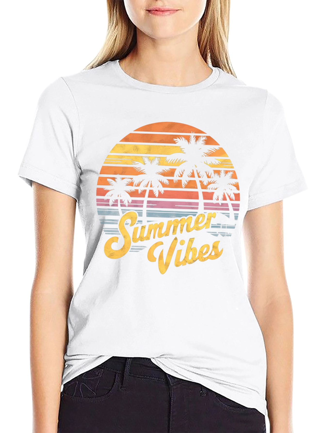 Summer Vibes T-Shirt - Palm Tree Sunset Graphic Tee