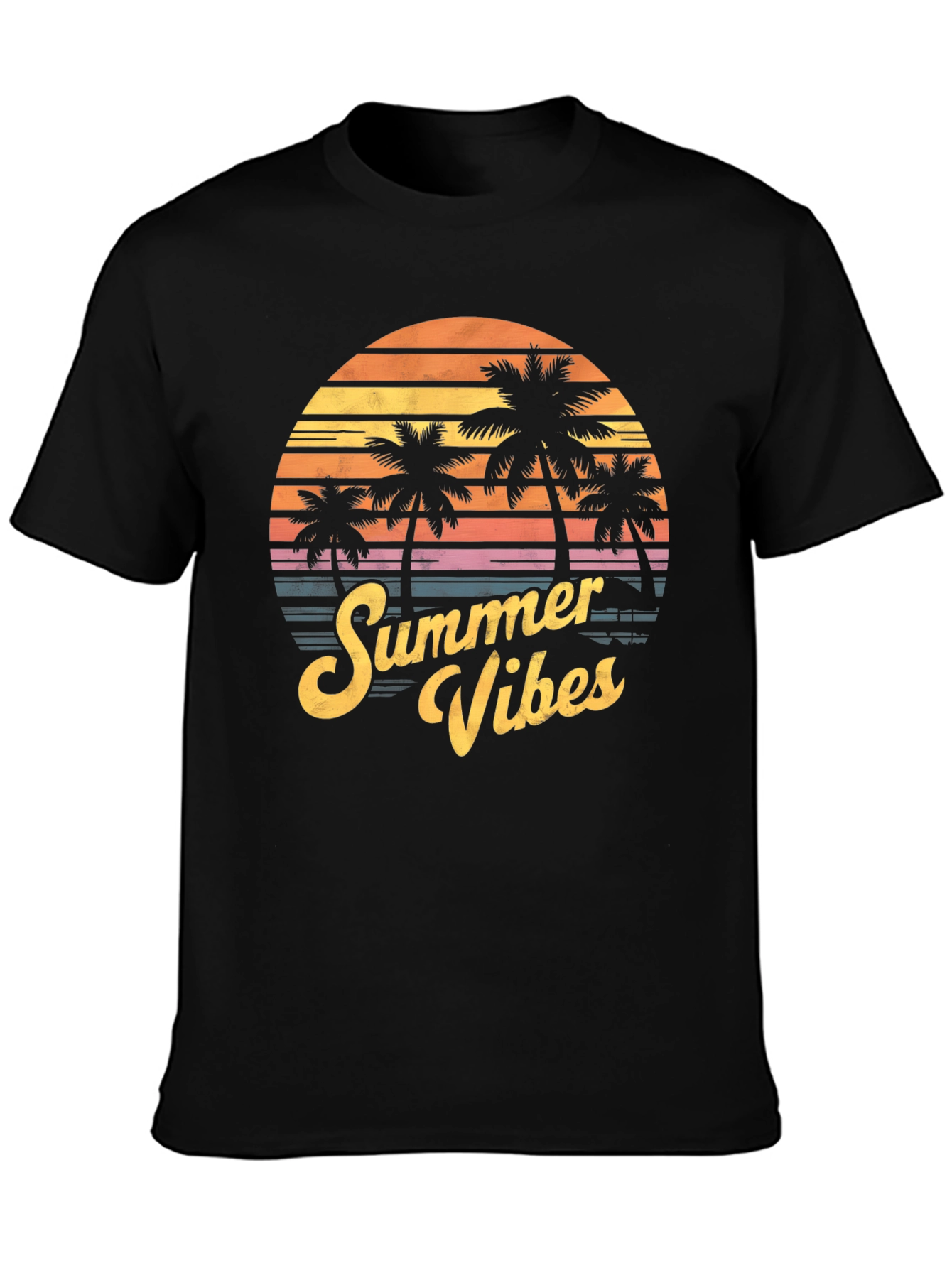 Summer Vibes T-Shirt - Palm Tree Sunset Graphic Tee