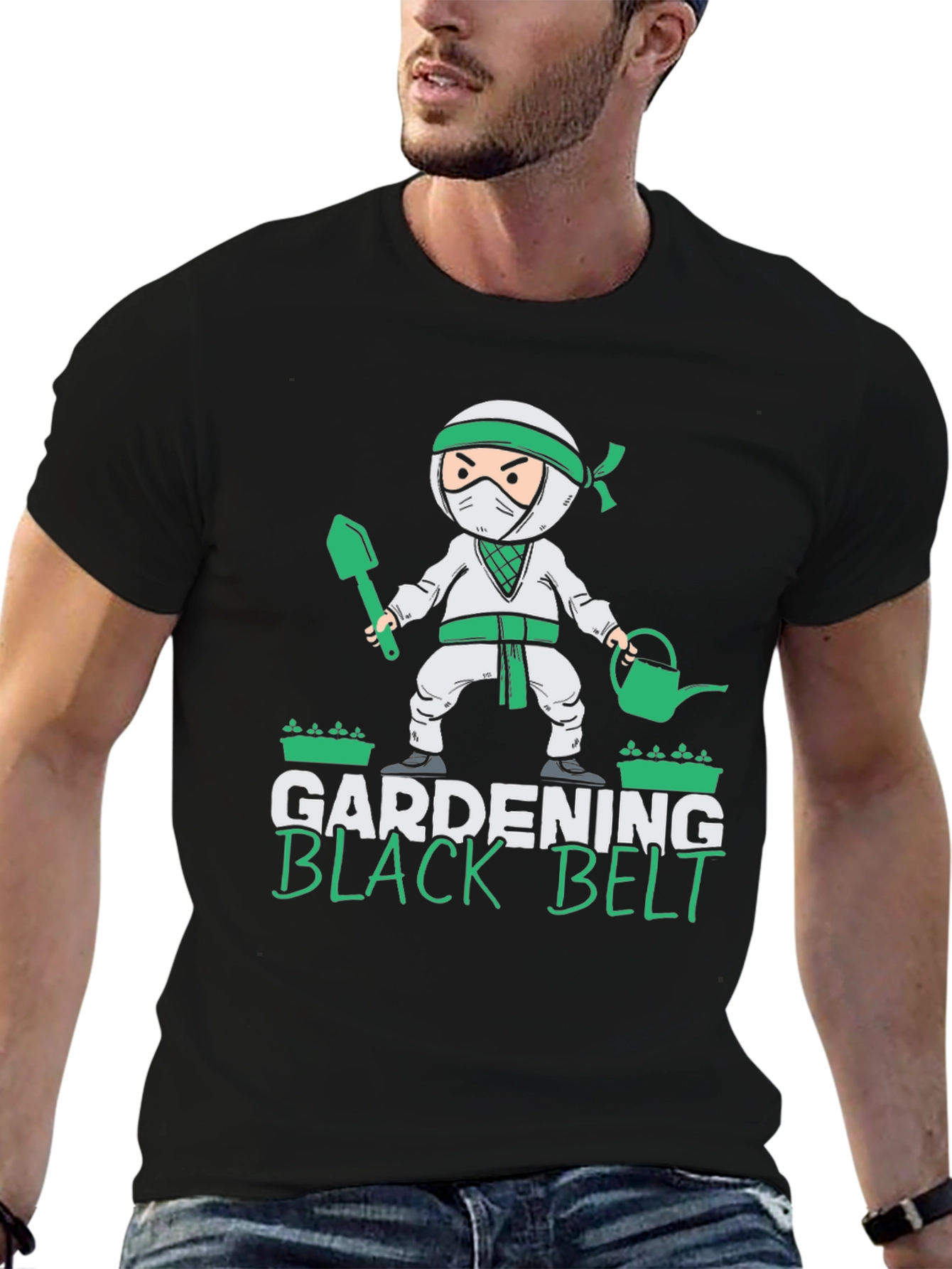 Gardening Black Belt T-Shirt - Ninja Gardener