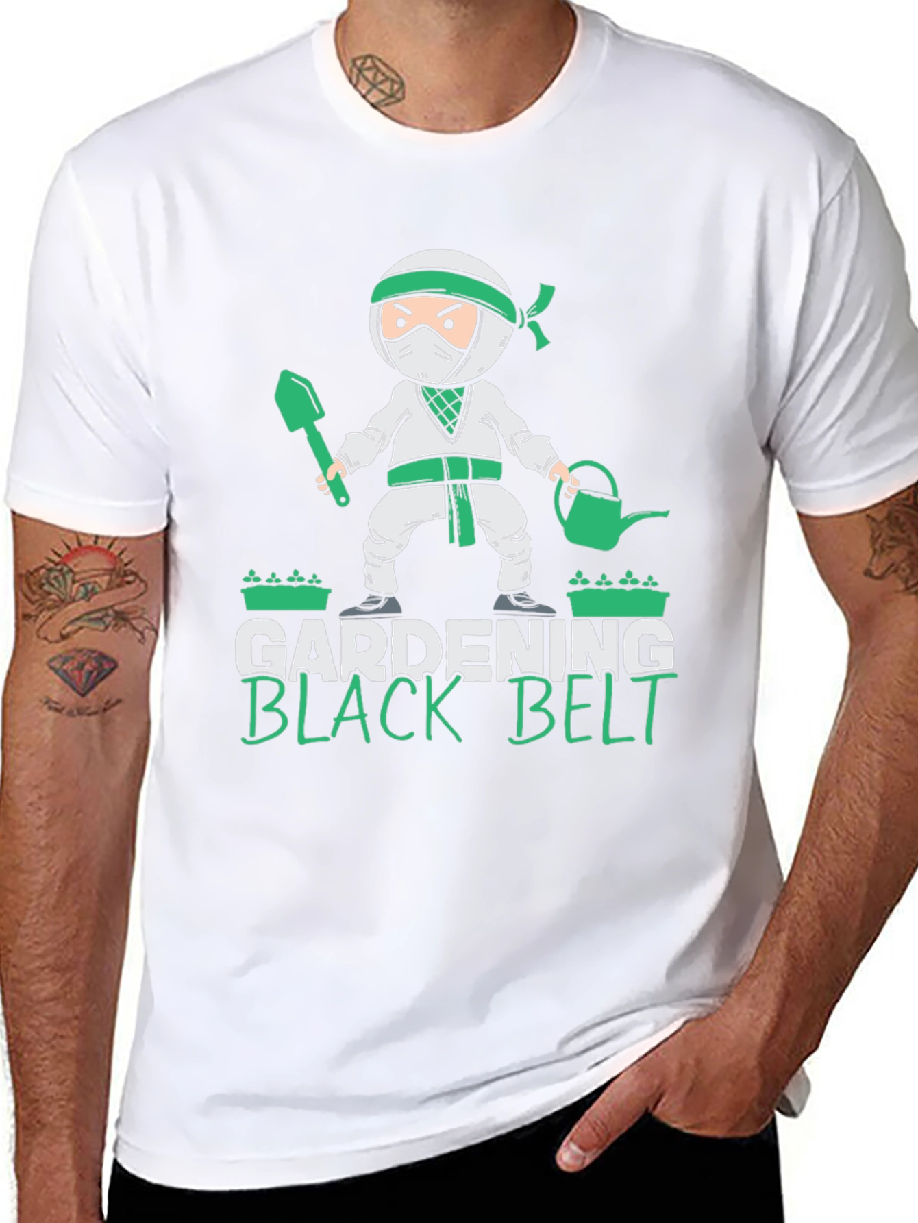 Gardening Black Belt T-Shirt - Ninja Gardener