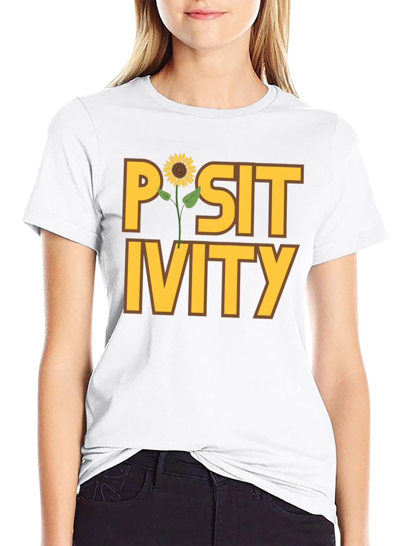 Positivity Sunflower Graphic Tee - Black