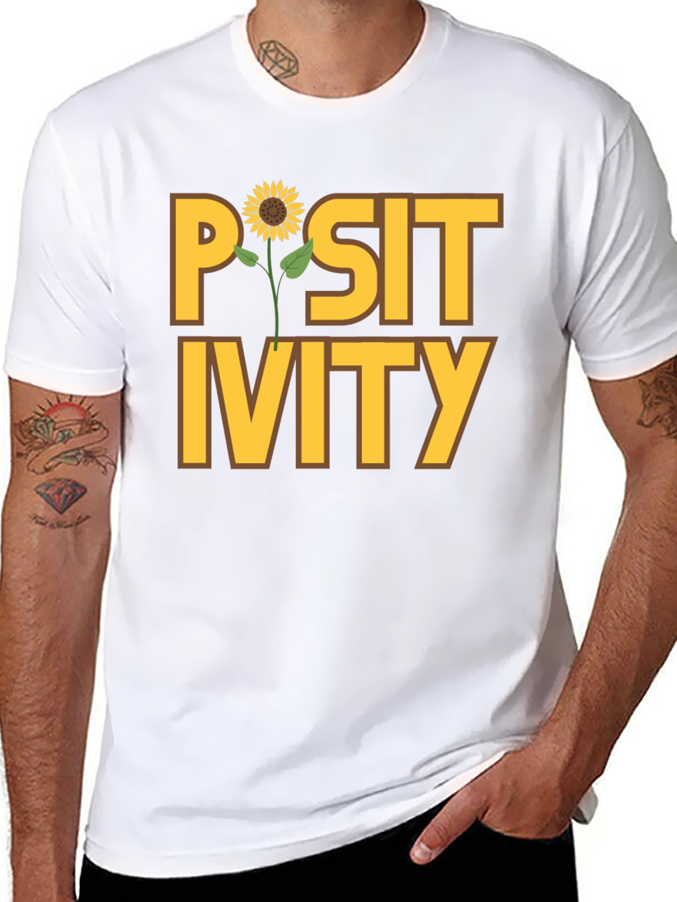 Positivity Sunflower Graphic Tee - Black