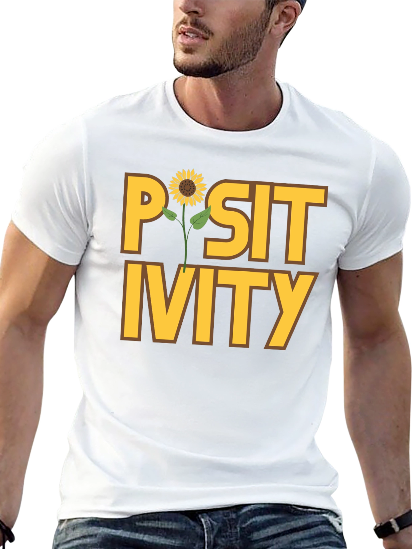 Positivity Sunflower Graphic Tee - Black
