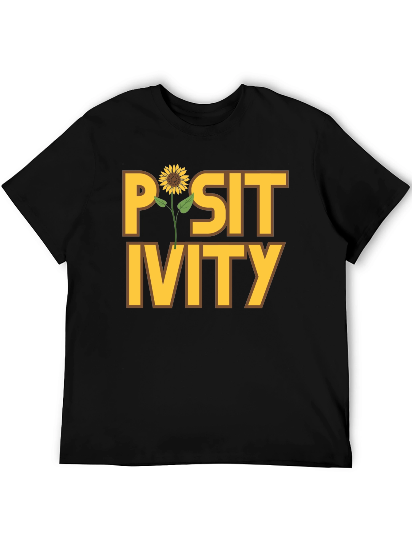 Positivity Sunflower Graphic Tee - Black