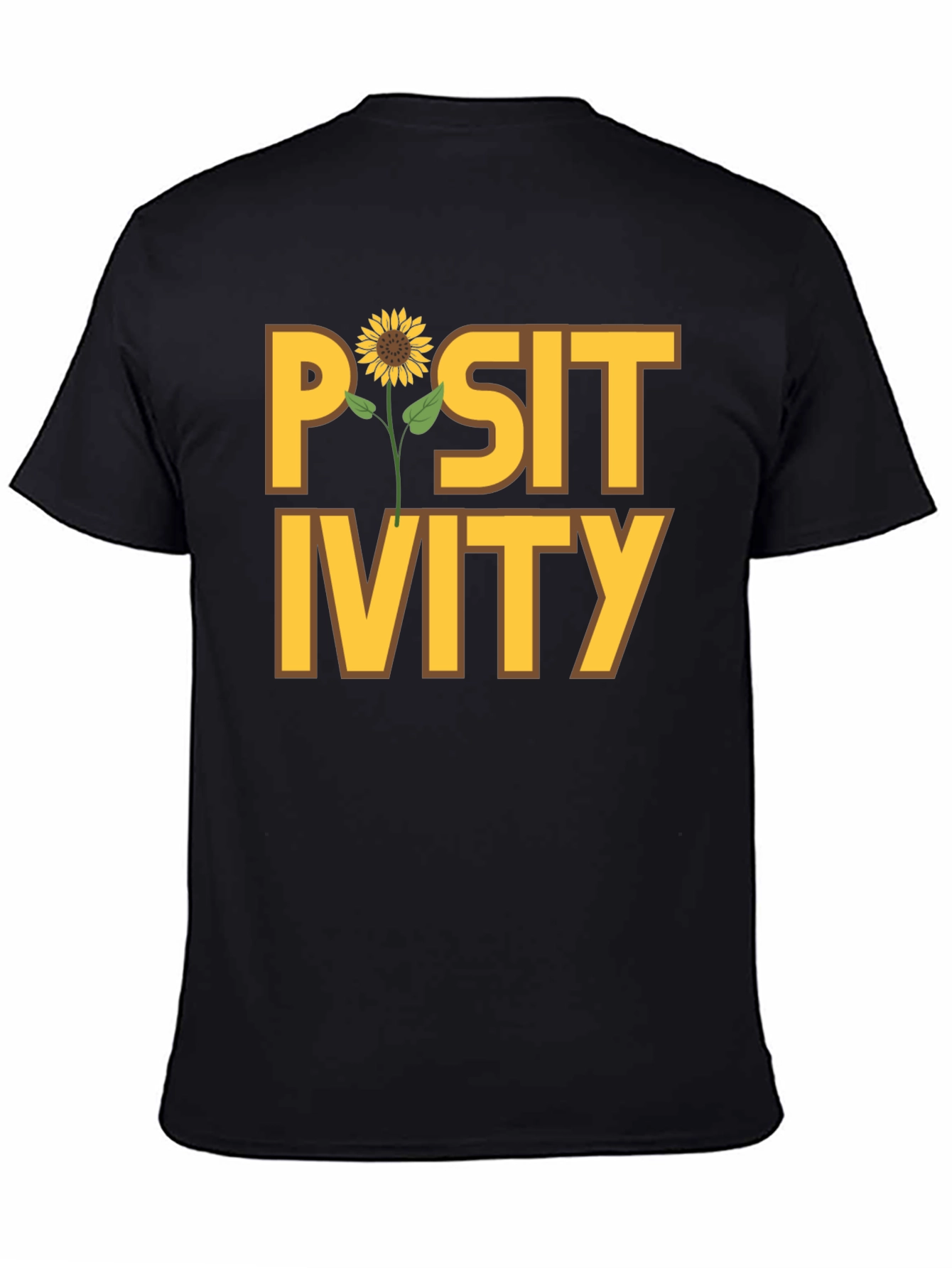 Positivity Sunflower Graphic Tee - Black