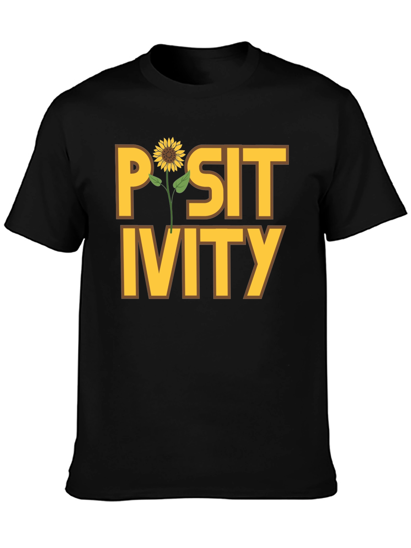 Positivity Sunflower Graphic Tee - Black