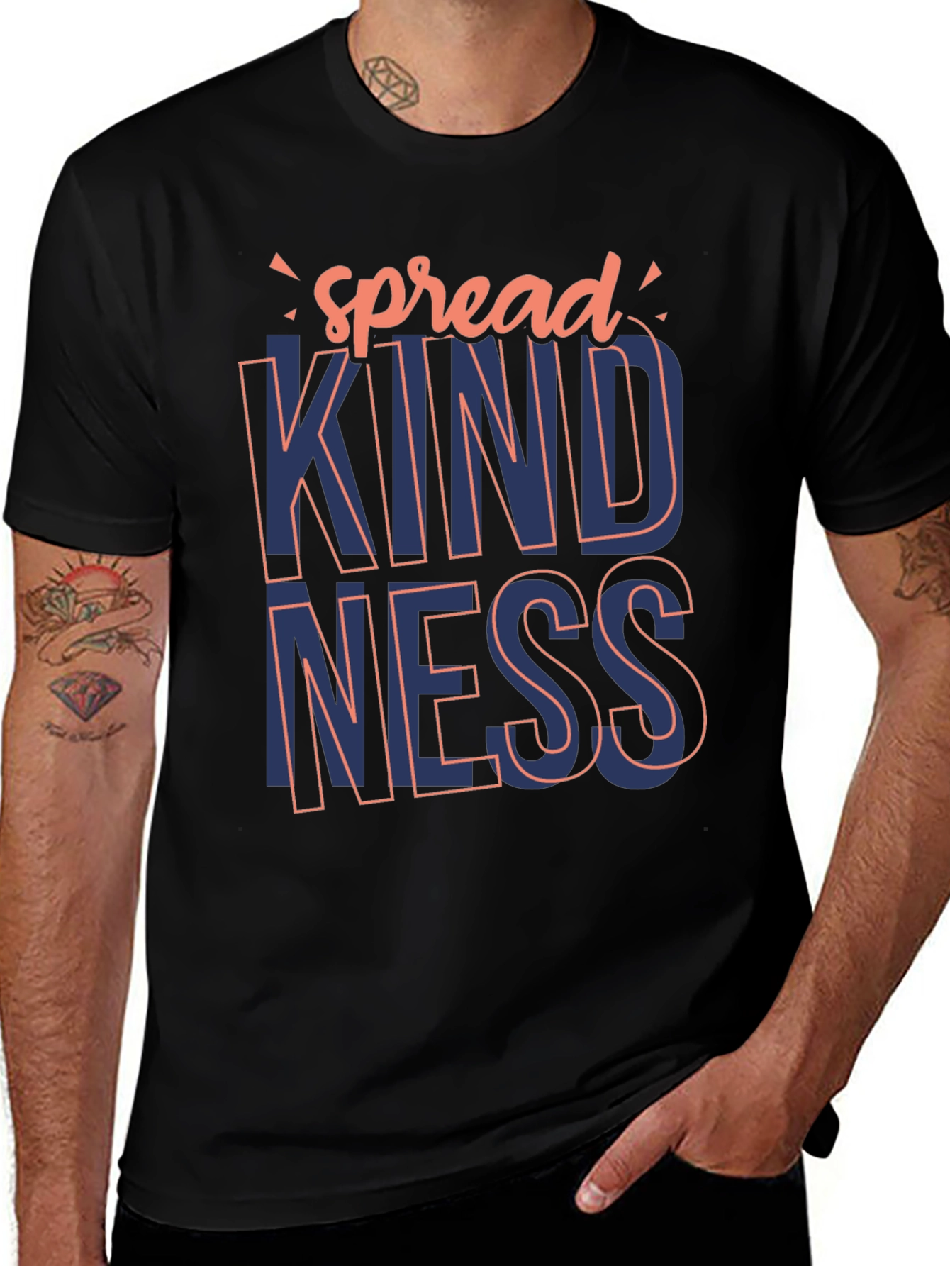 Spread Kindness Graphic Tee - Stylish Mens Black T-Shirt