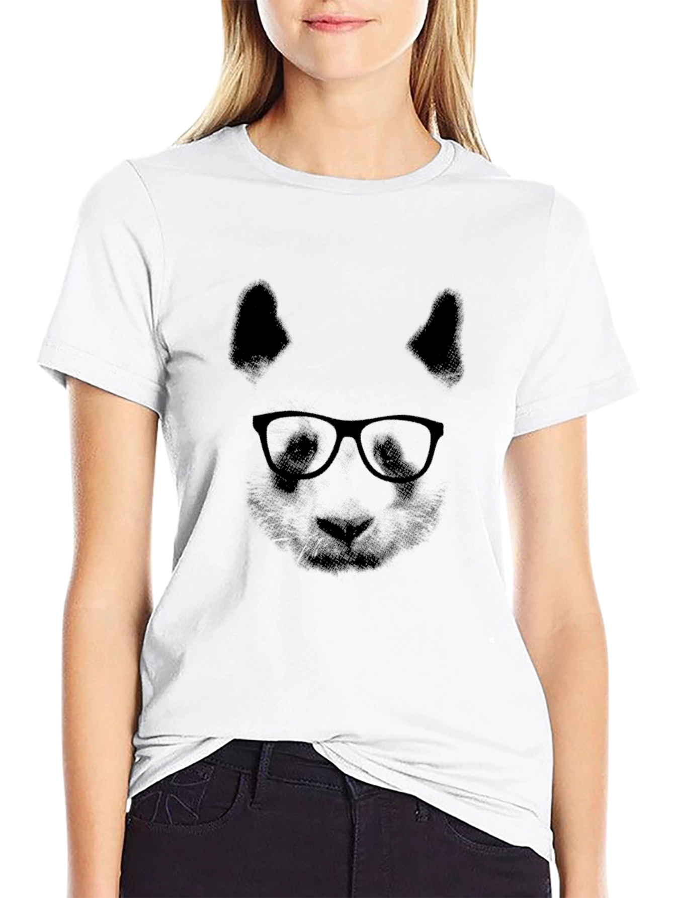 Panda with Glasses Graphic T-Shirt - Black
