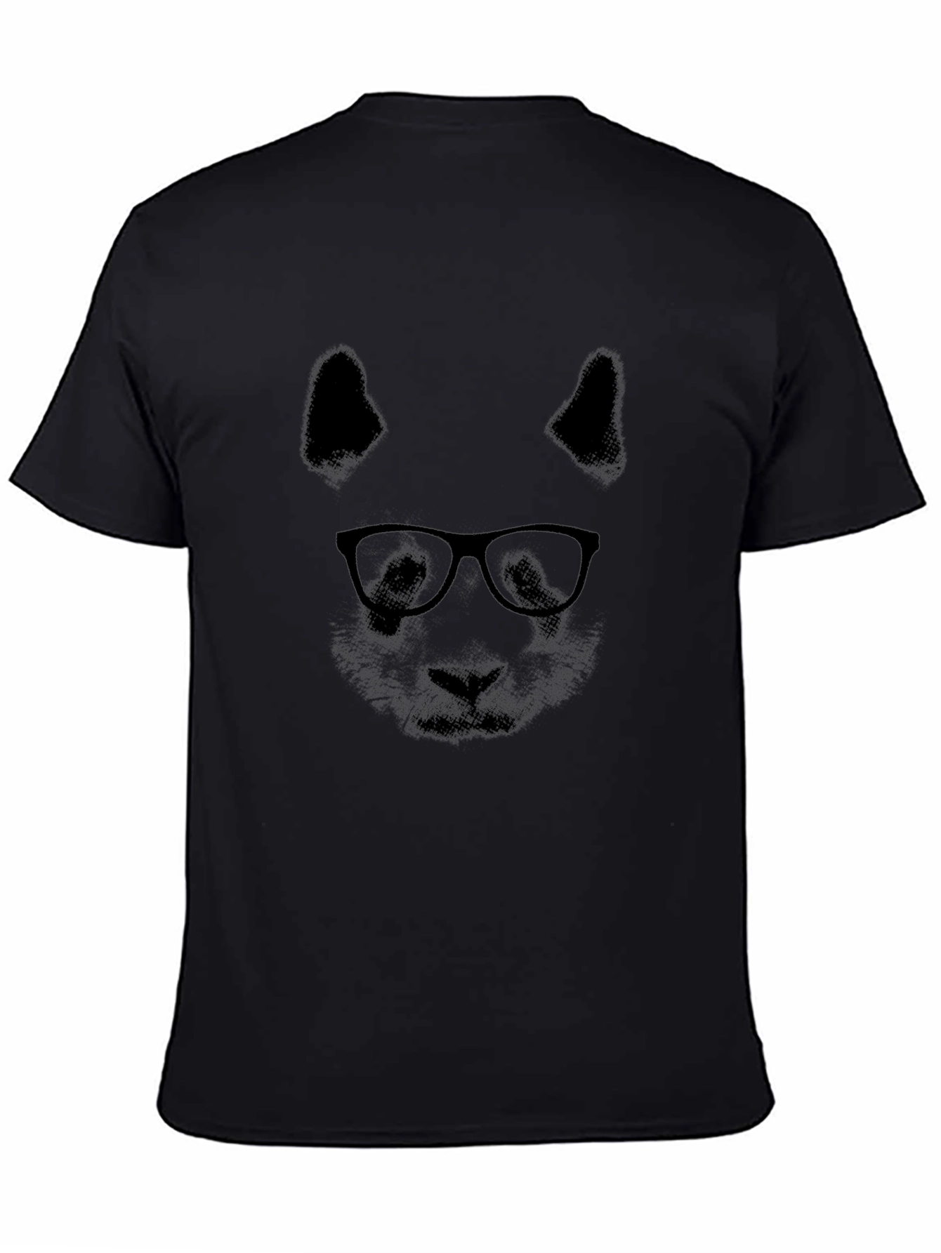 Panda with Glasses Graphic T-Shirt - Black
