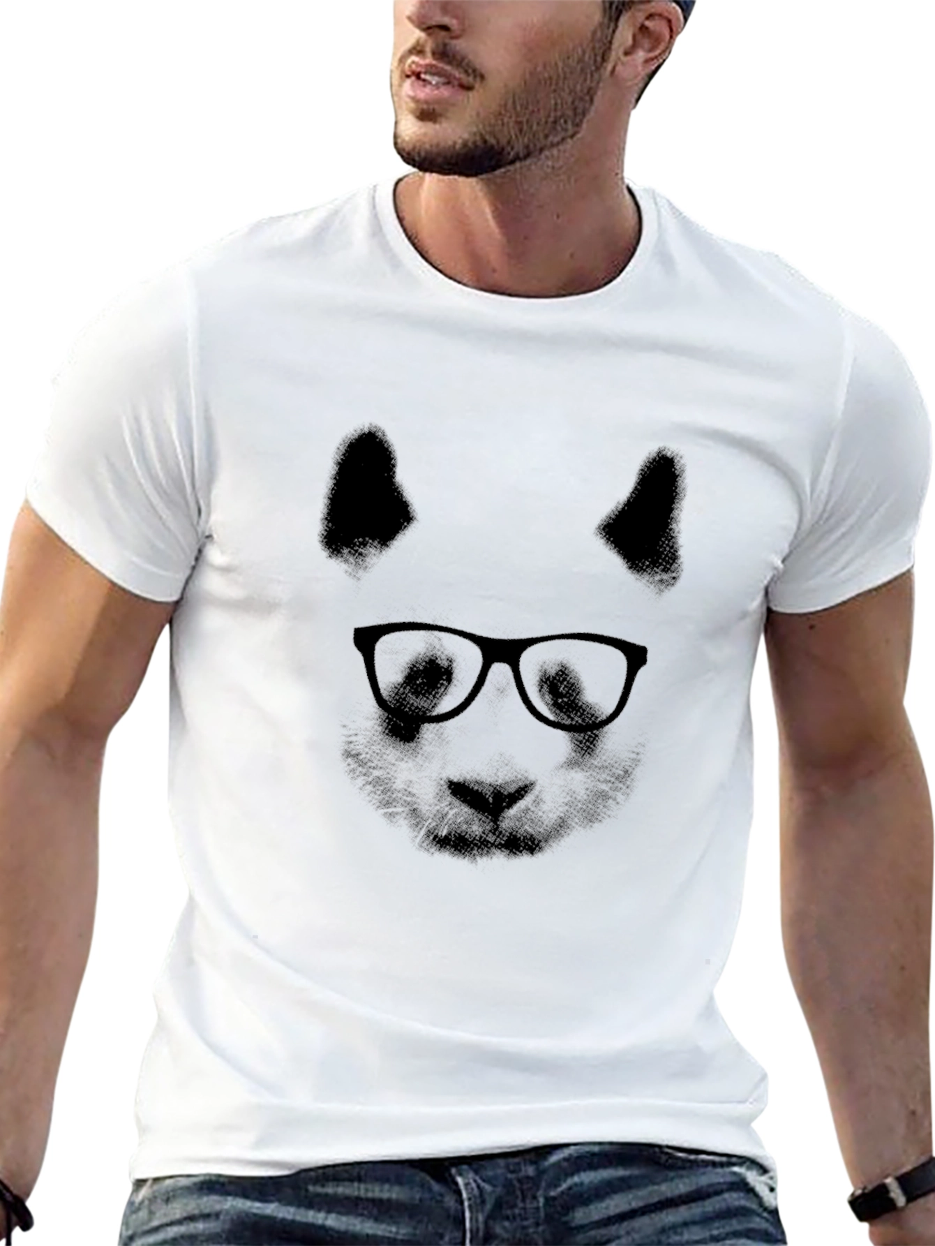 Panda with Glasses Graphic T-Shirt - Black