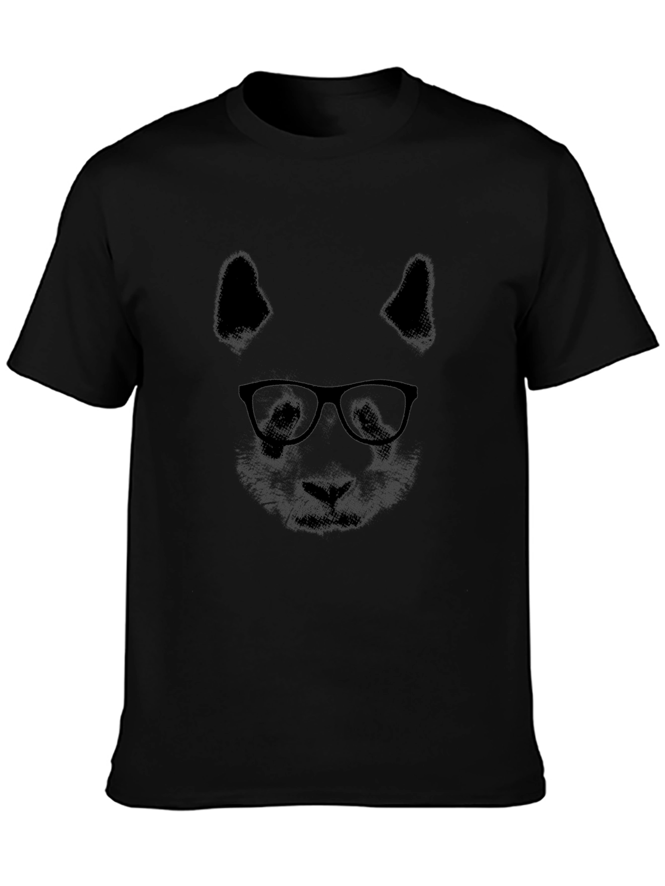 Panda with Glasses Graphic T-Shirt - Black