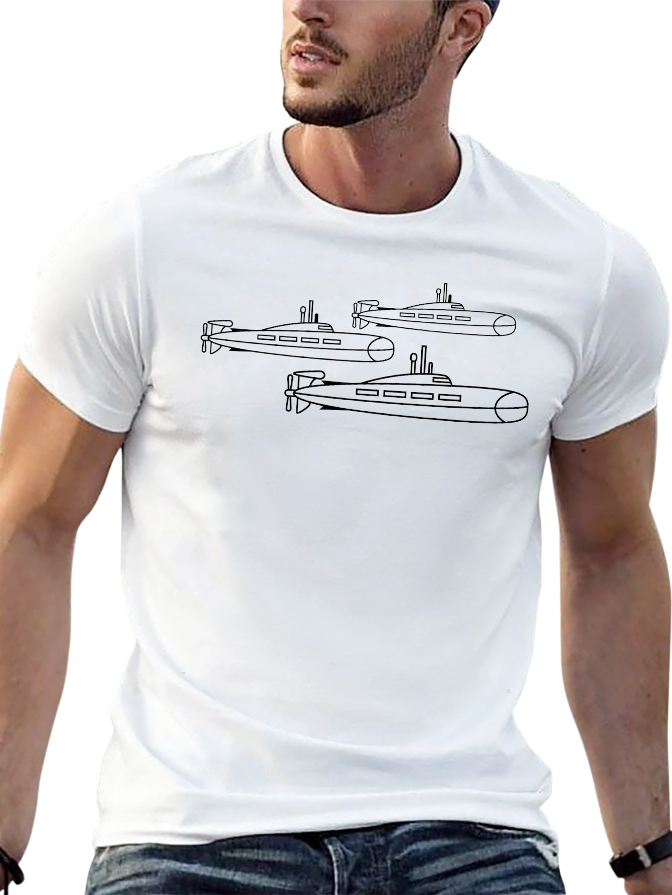 Submarine Graphic Tee - Black Crew Neck T-Shirt