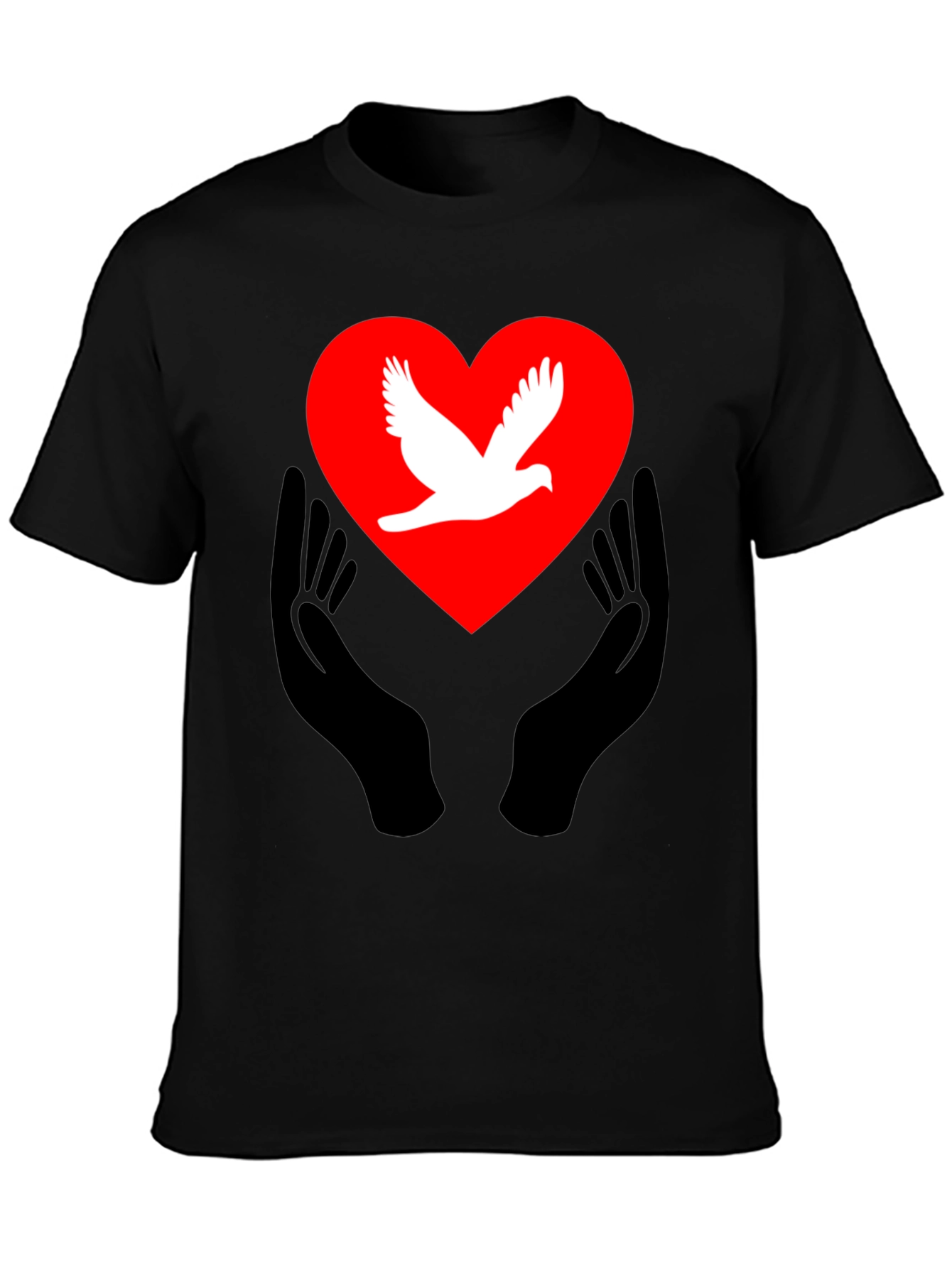 Peace Dove Heart Graphic Tee - Black Unisex T-Shirt