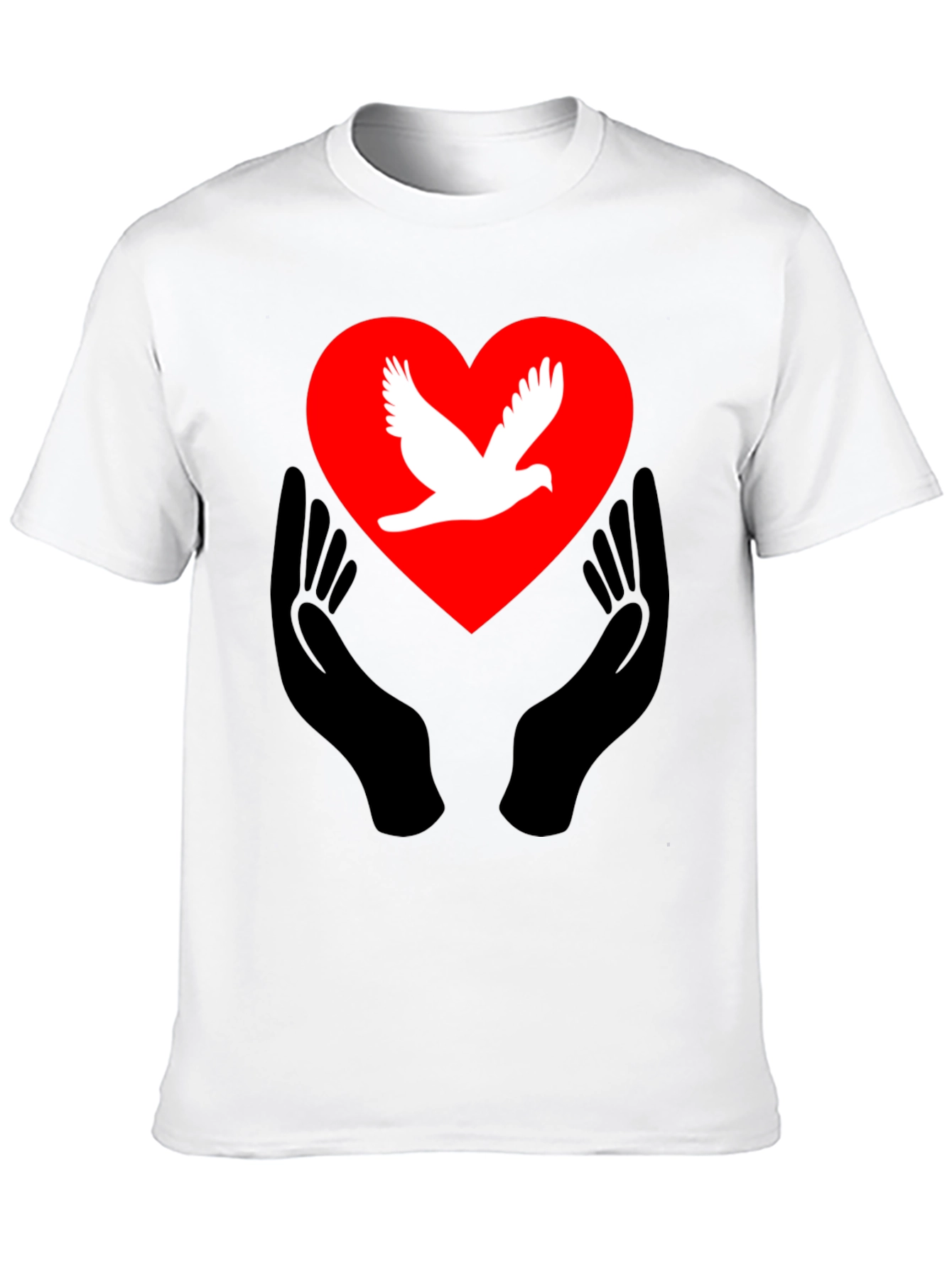 Peace Dove Heart Graphic Tee - Black Unisex T-Shirt