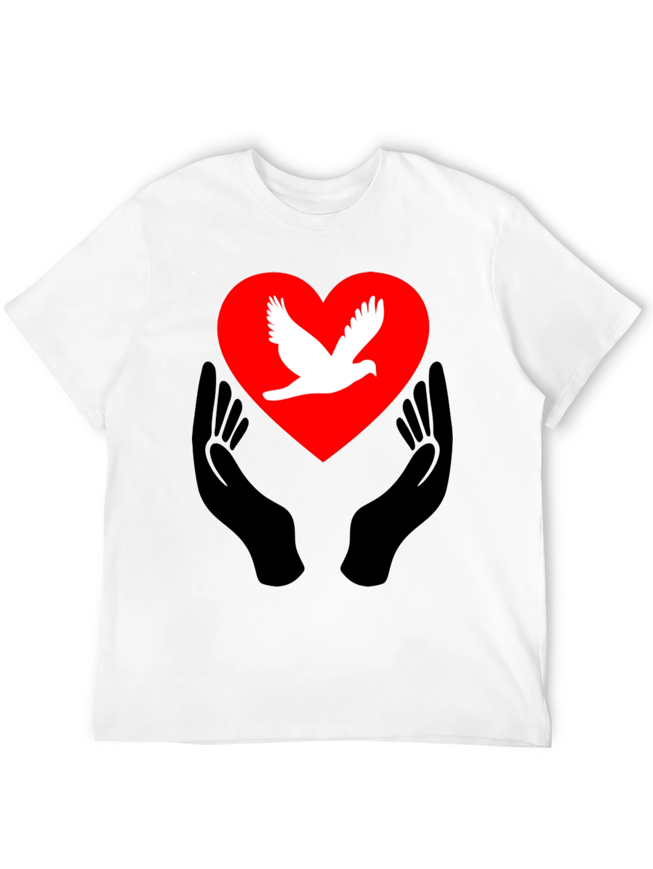 Peace Dove Heart Graphic Tee - Black Unisex T-Shirt