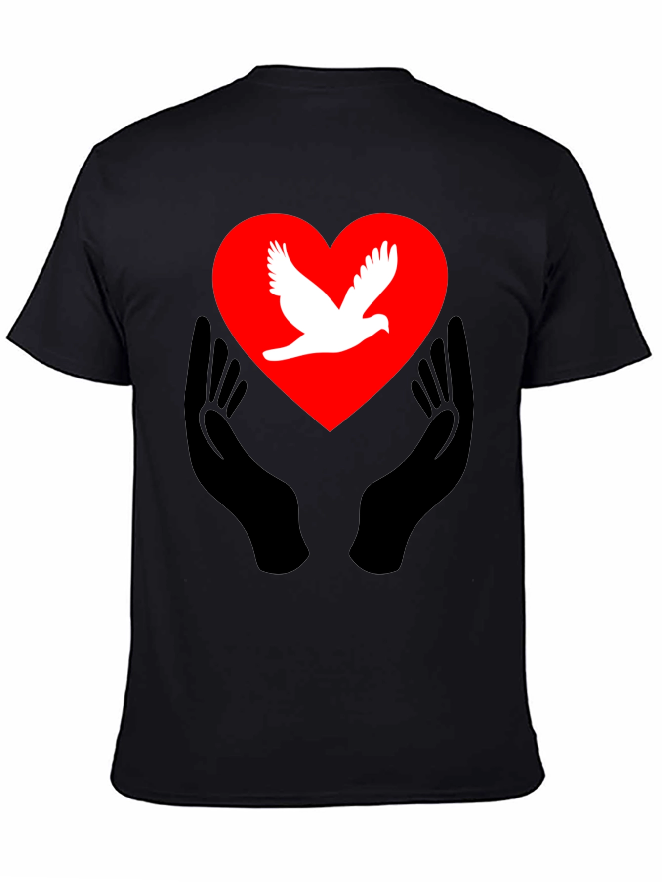 Peace Dove Heart Graphic Tee - Black Unisex T-Shirt