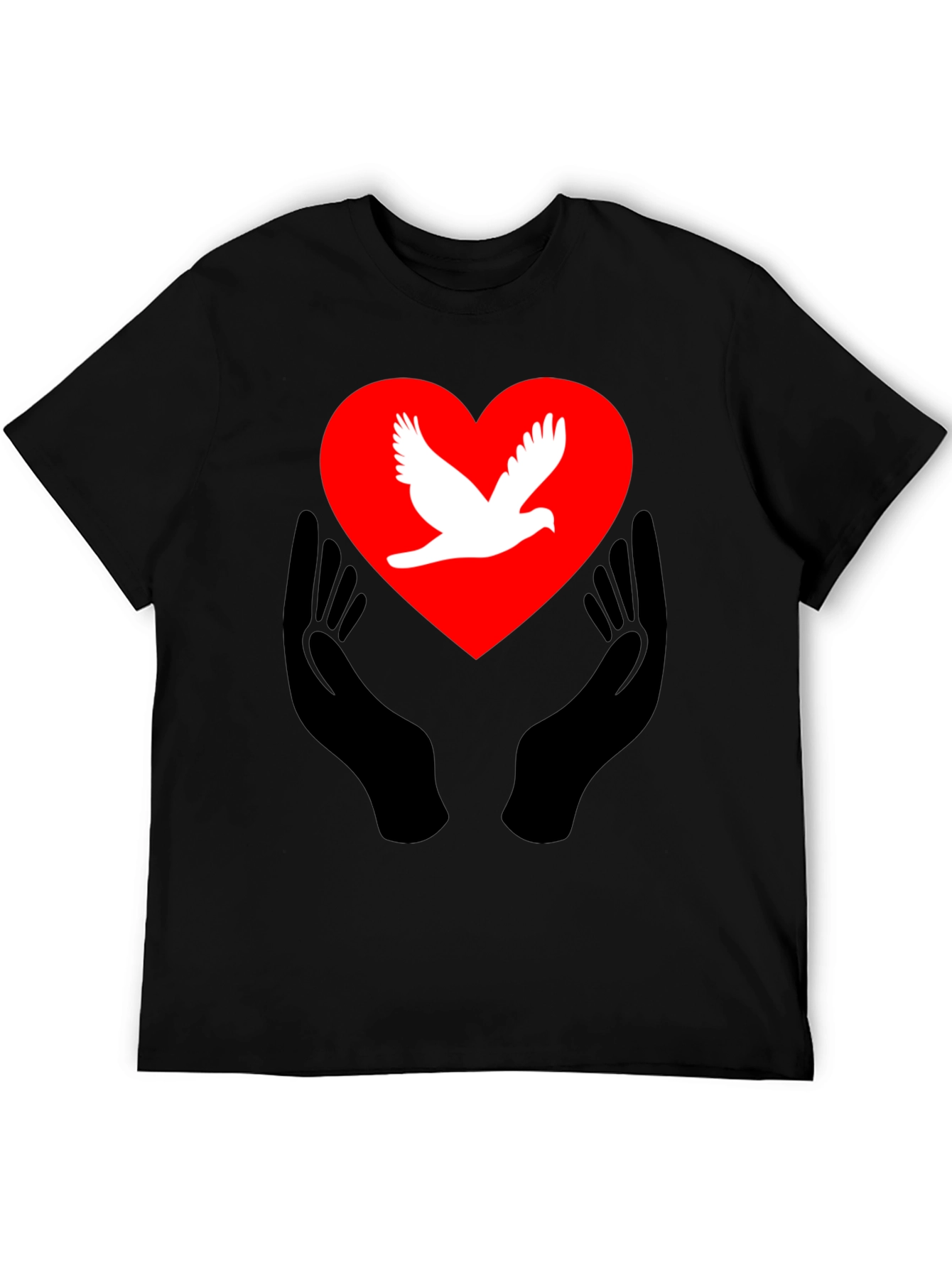 Peace Dove Heart Graphic Tee - Black Unisex T-Shirt