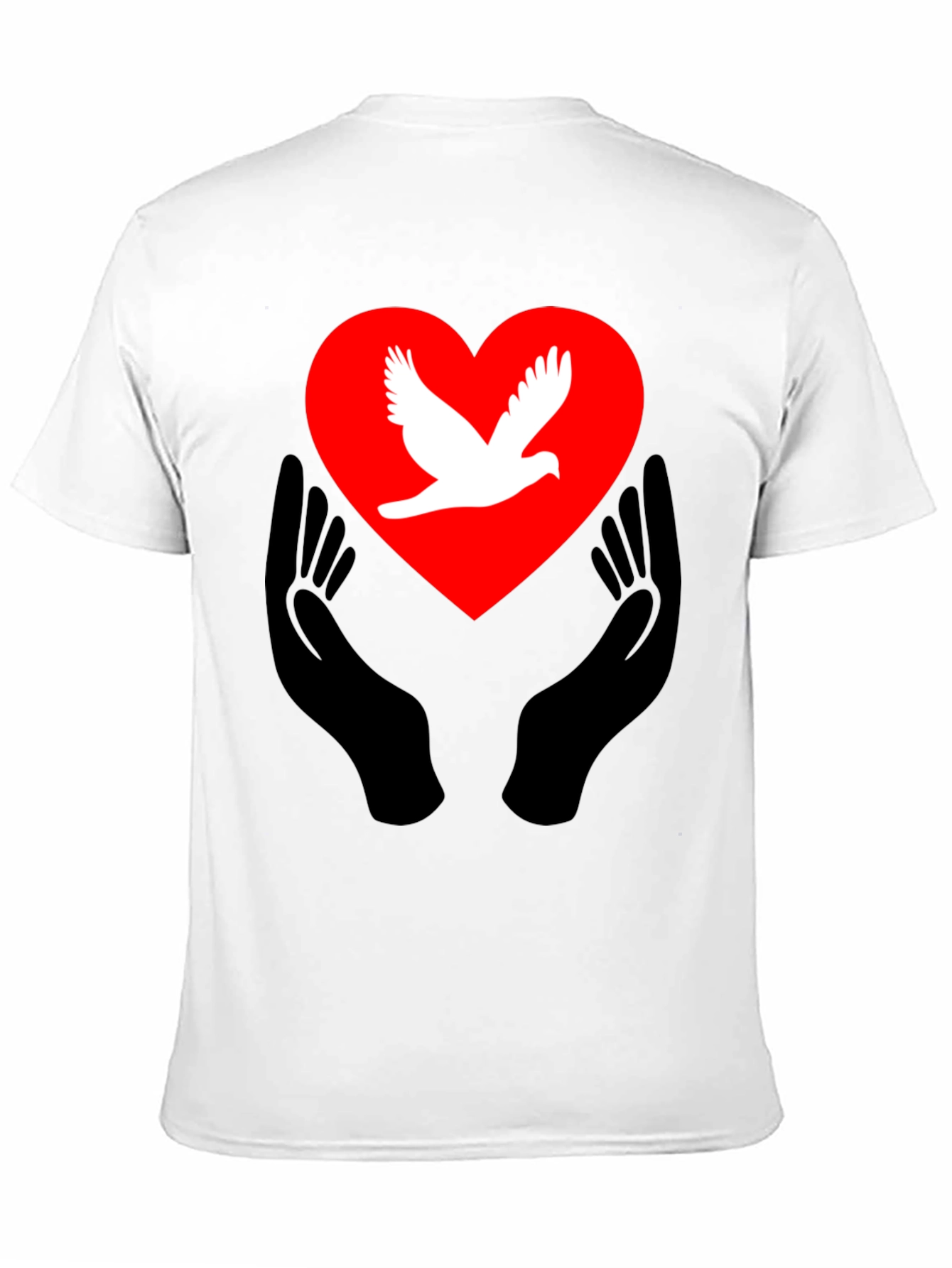 Peace Dove Heart Graphic Tee - Black Unisex T-Shirt