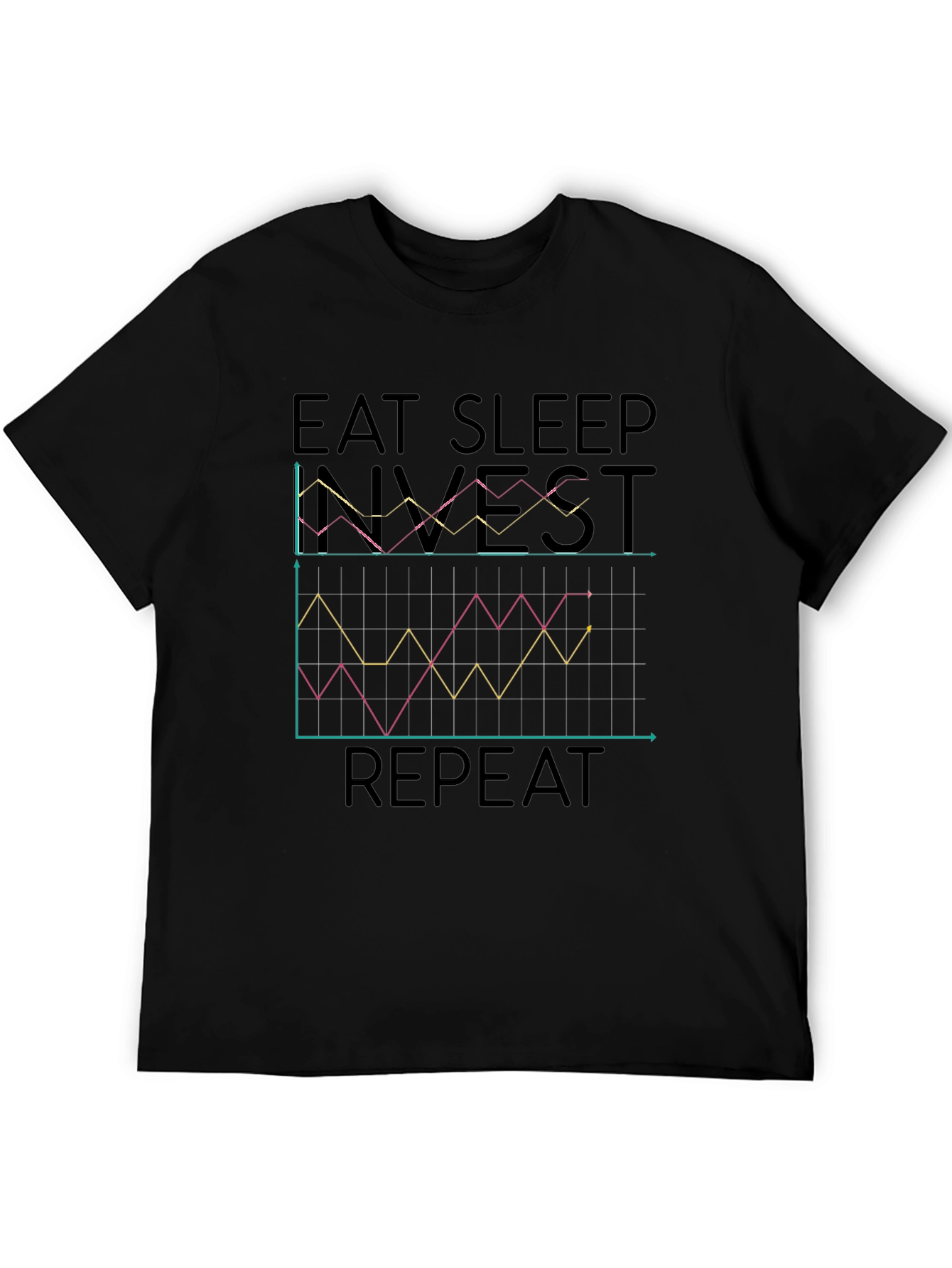 Eat Sleep Invest Repeat Black Graphic Tee