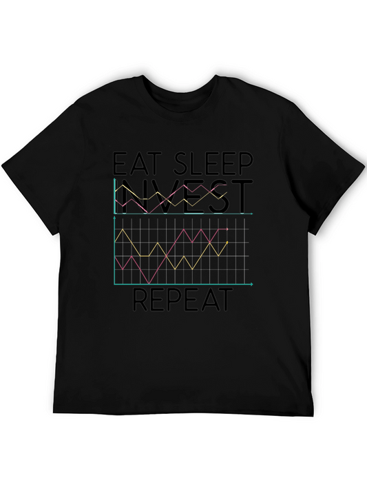 Eat Sleep Invest Repeat Black Graphic Tee