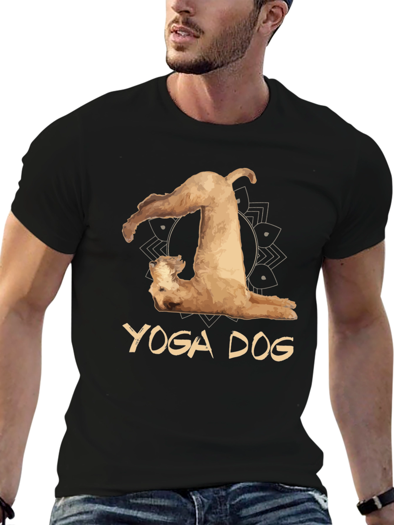Yoga Dog Black T-Shirt - Mens Graphic Tee