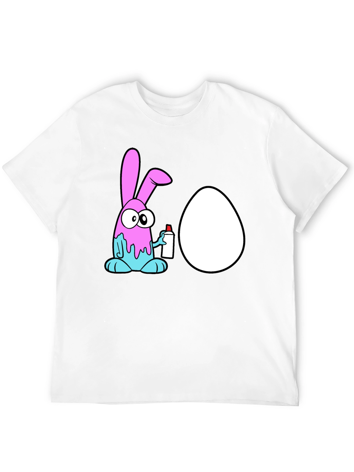 Cartoon Bunny Painting Egg Black T-Shirt