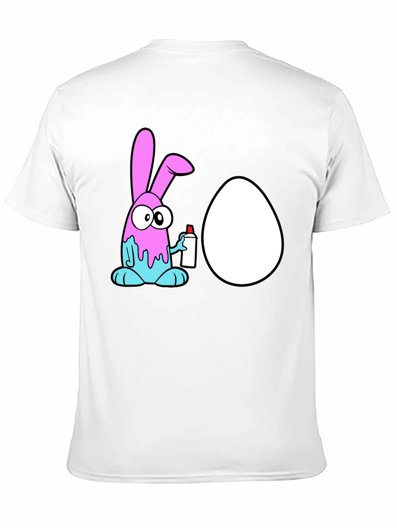 Cartoon Bunny Painting Egg Black T-Shirt