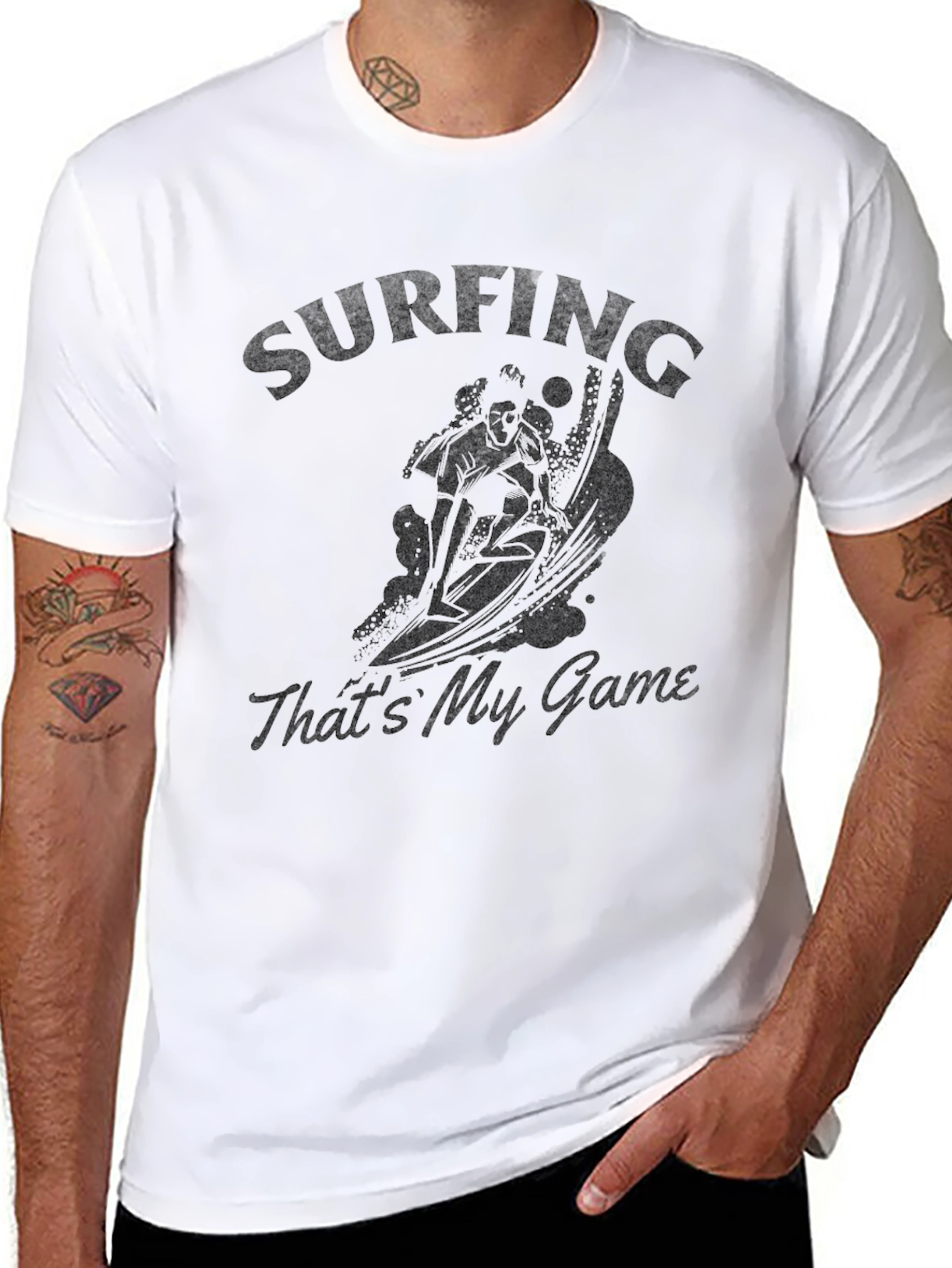 Surfing Thats My Game Black T-Shirt