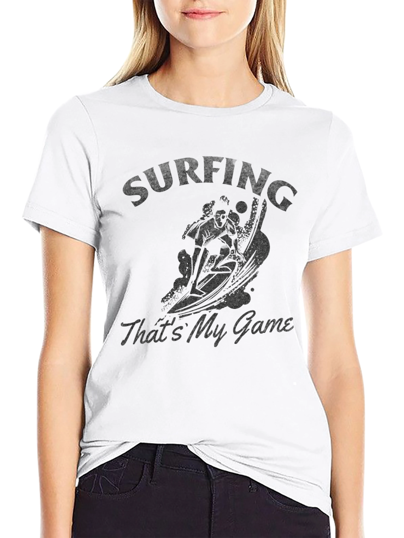 Surfing Thats My Game Black T-Shirt