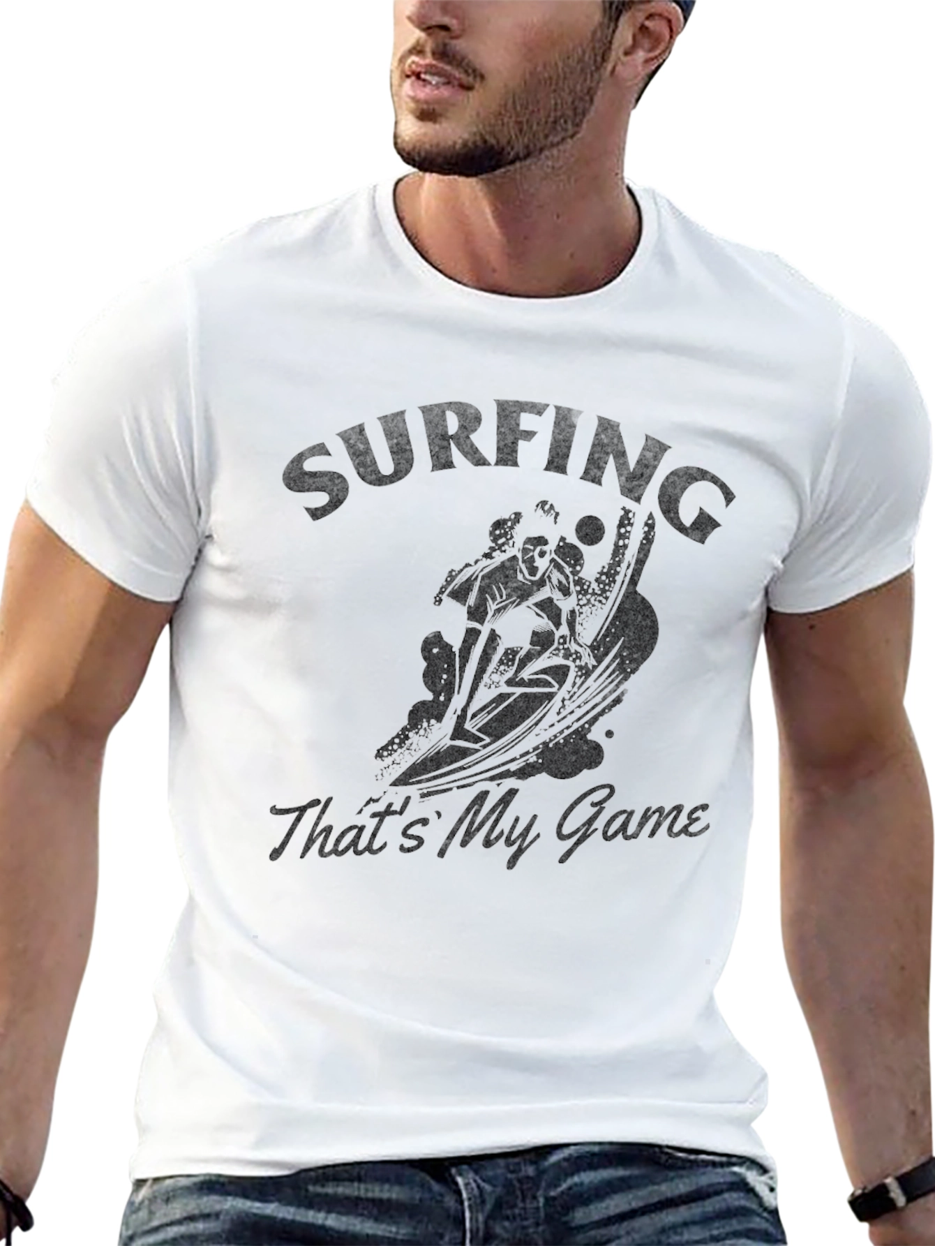 Surfing Thats My Game Black T-Shirt