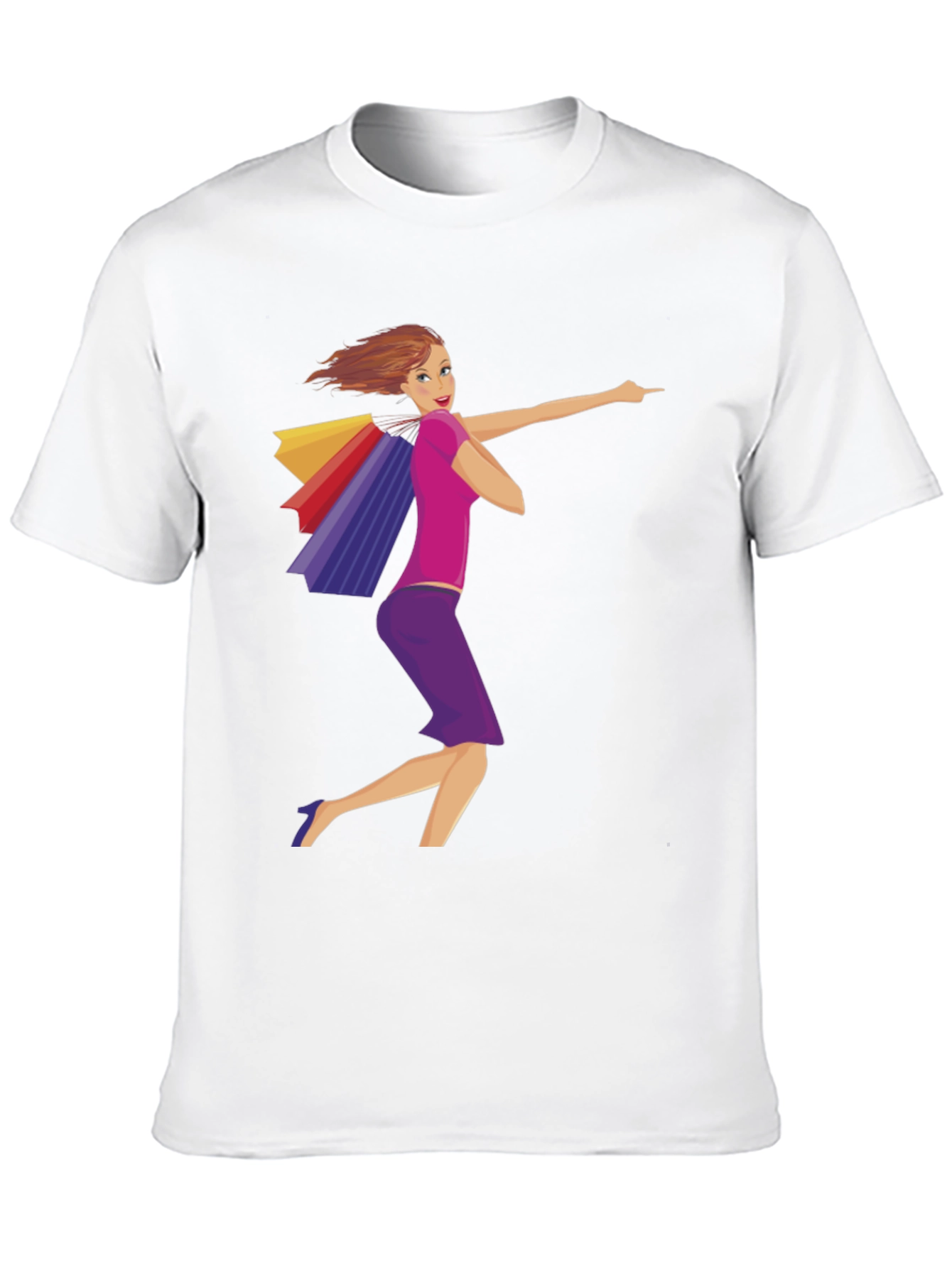 Shopping Girl Graphic Black T-Shirt
