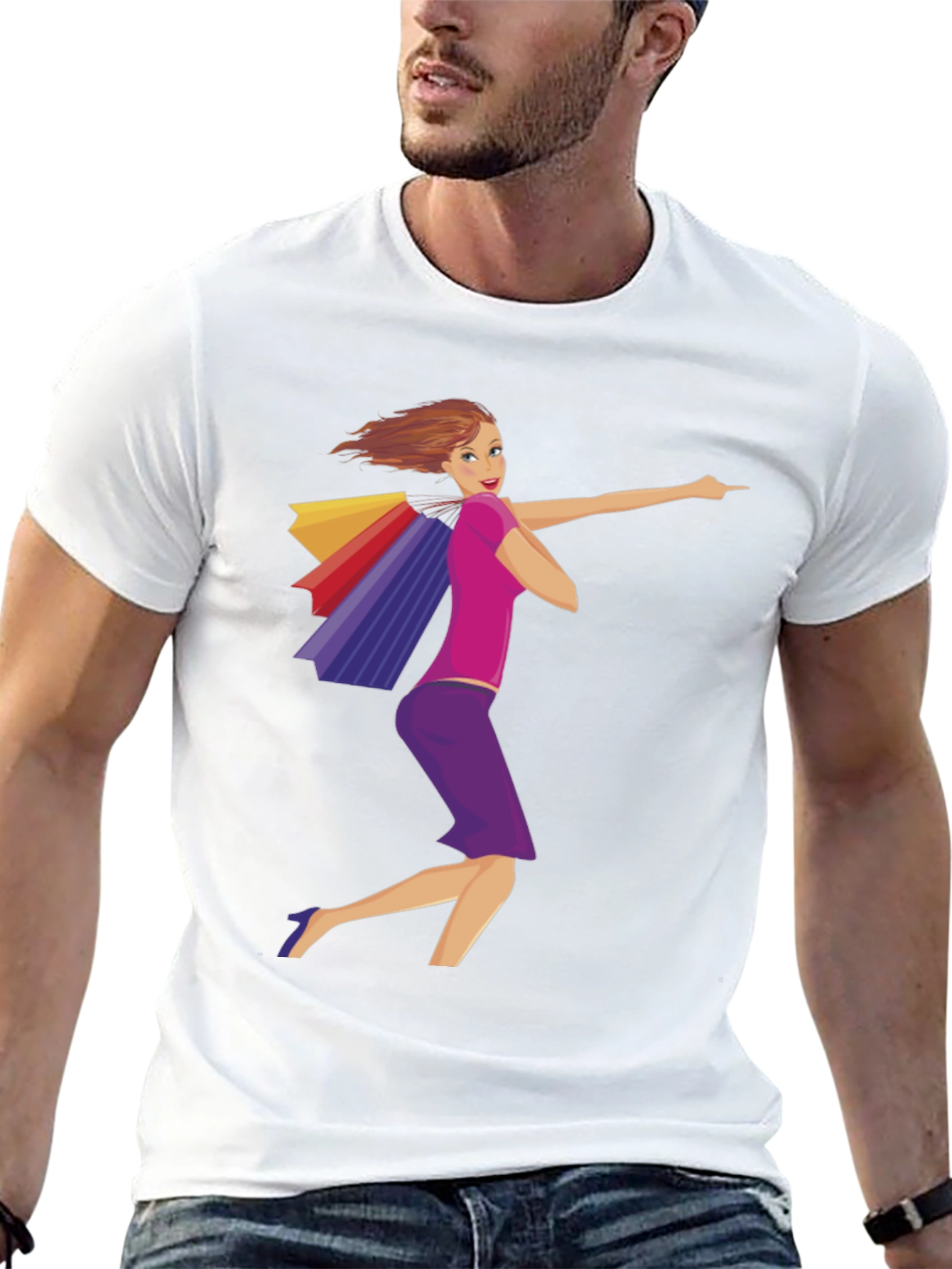 Shopping Girl Graphic Black T-Shirt