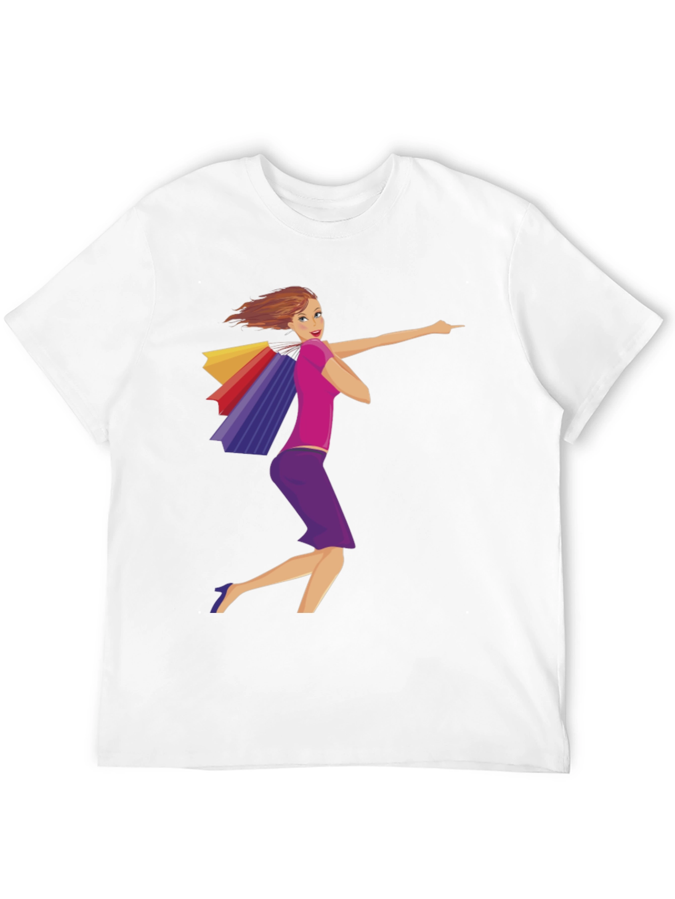 Shopping Girl Graphic Black T-Shirt
