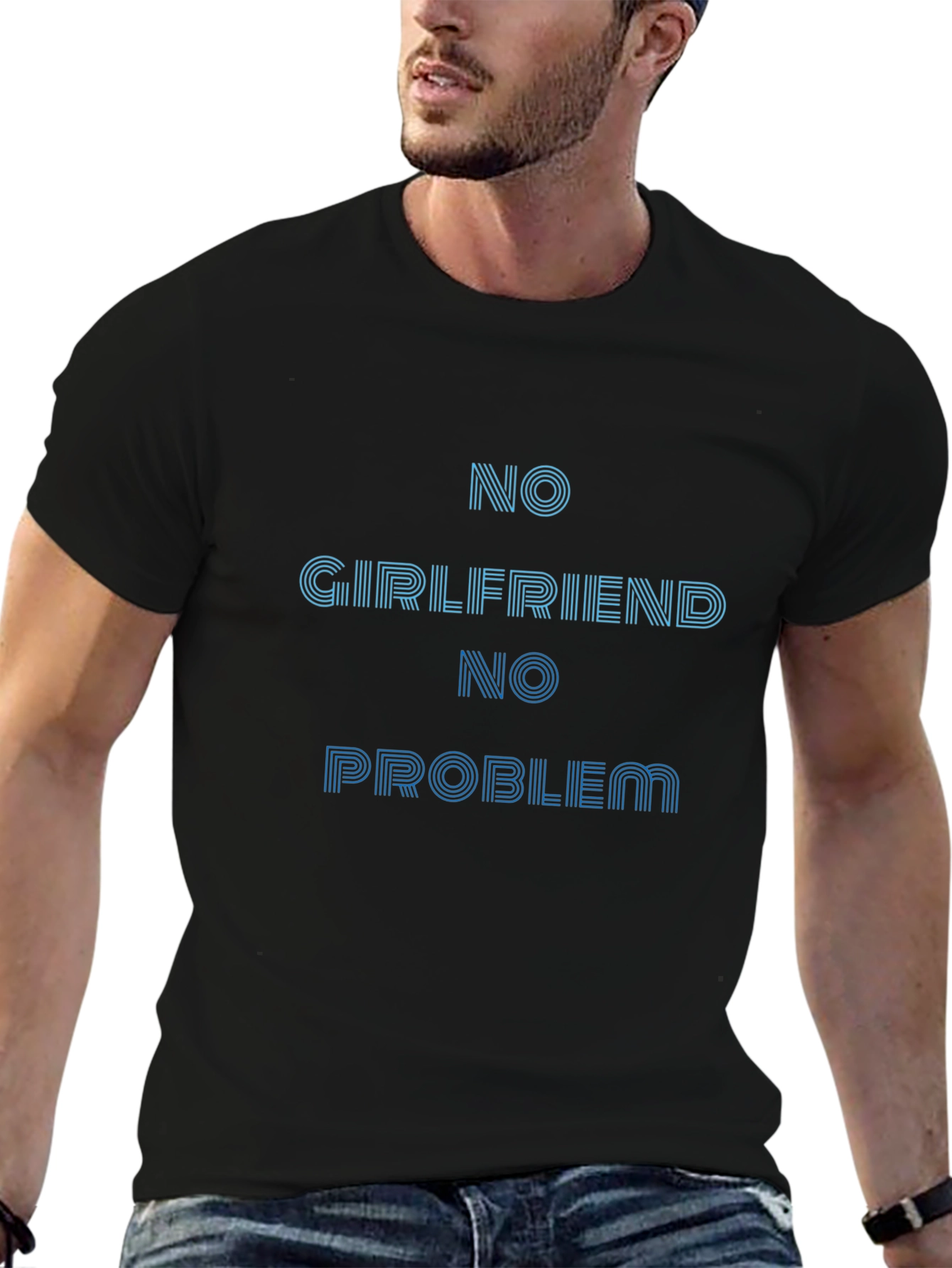 No Girlfriend No Problem Black T-Shirt