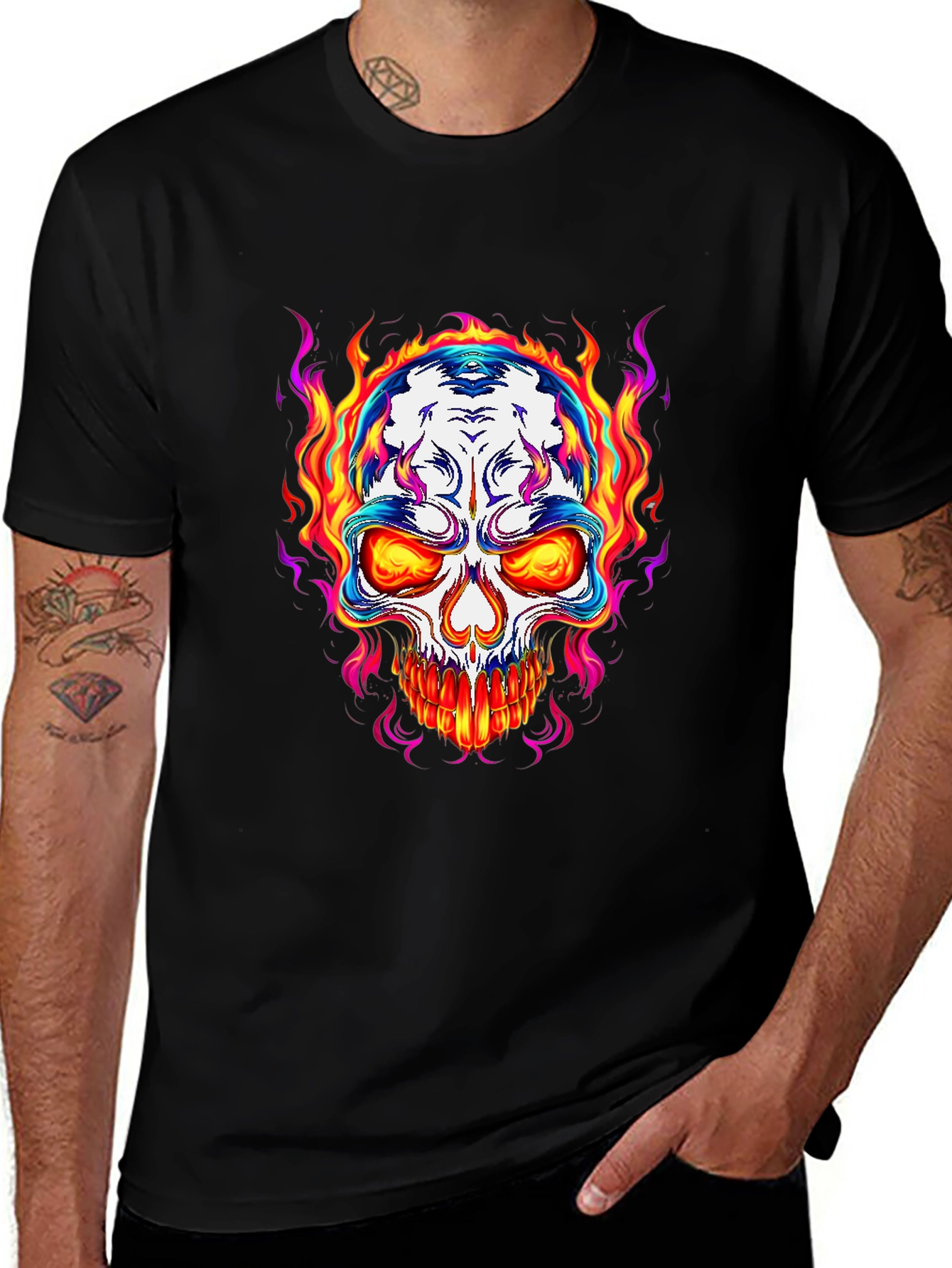 Flaming Skull Graphic T-Shirt