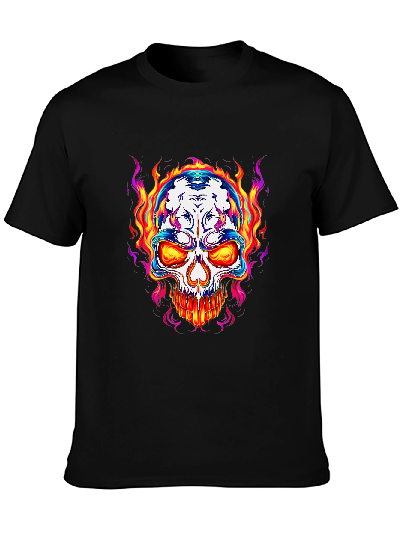 Flaming Skull Graphic T-Shirt