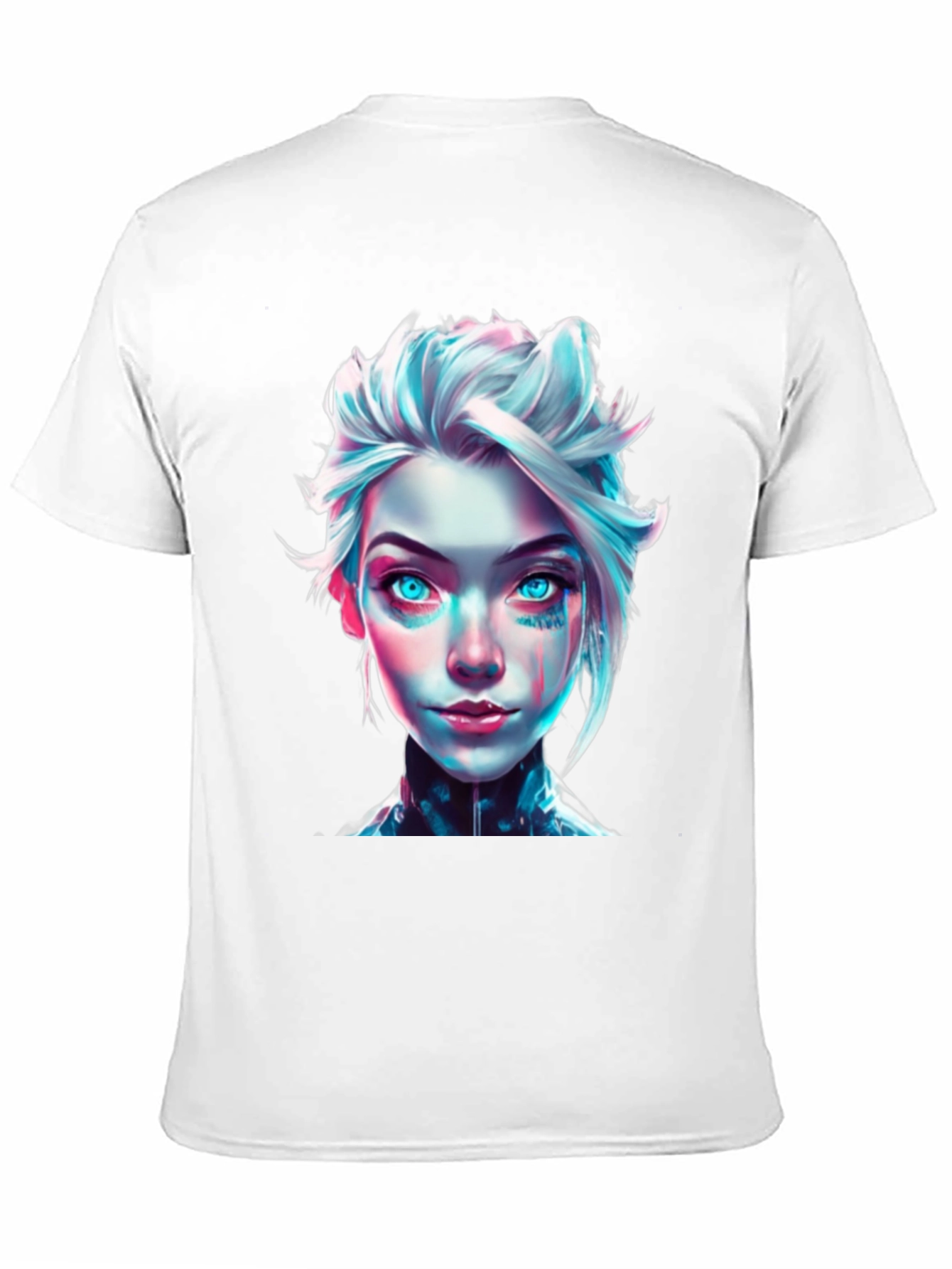 Cyberpunk Girl Graphic Tee - Black Cotton T-Shirt