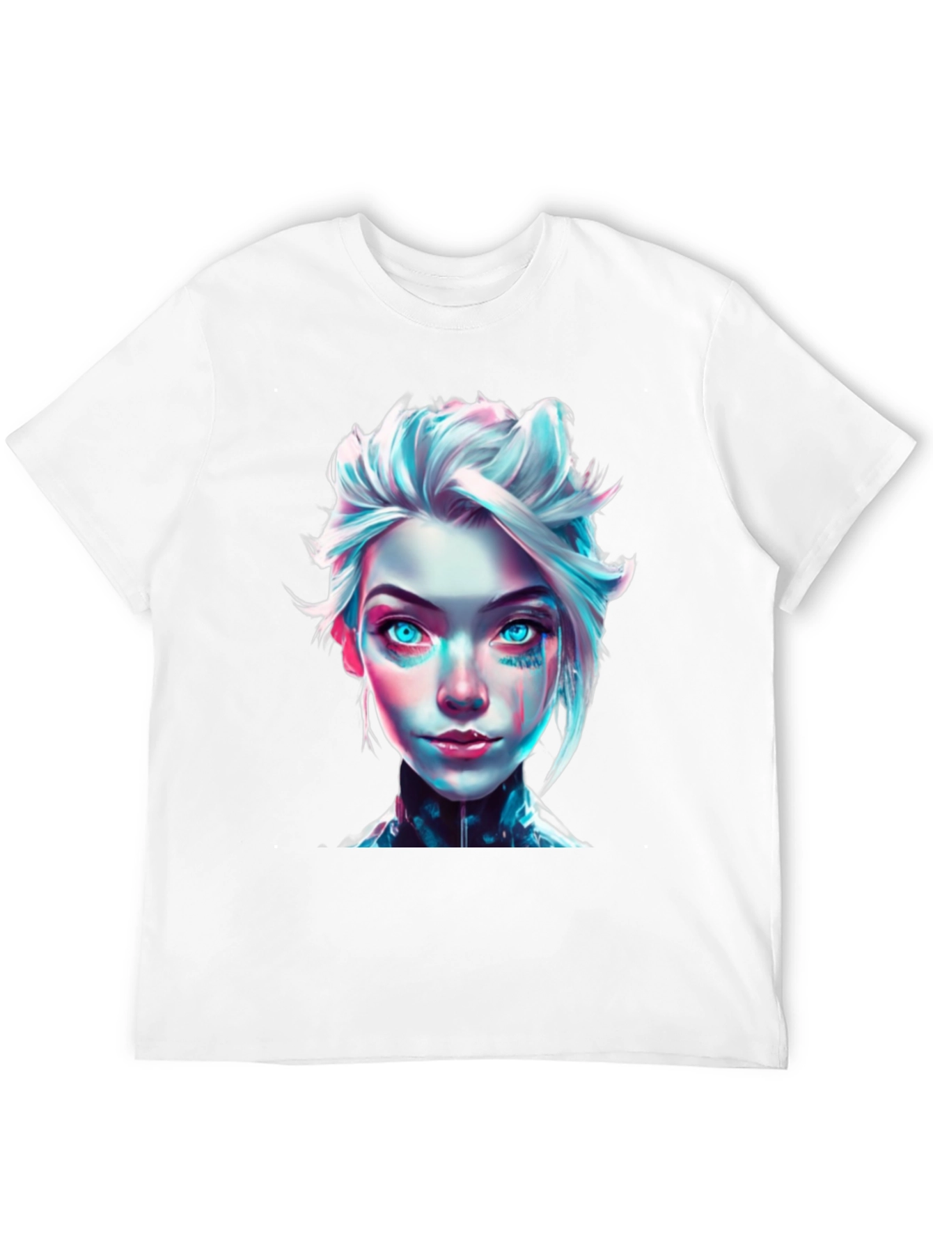 Cyberpunk Girl Graphic Tee - Black Cotton T-Shirt