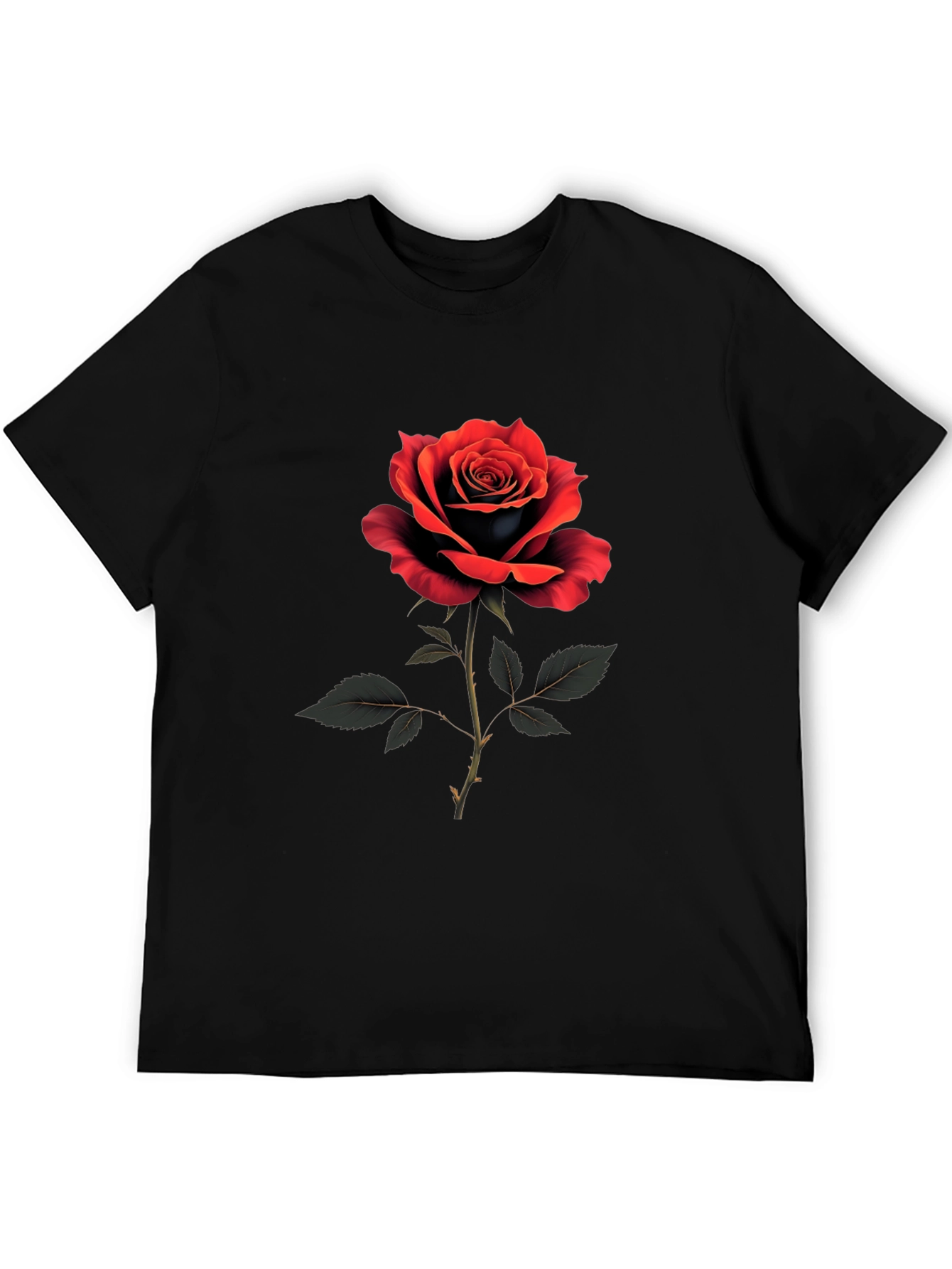 Rose Graphic Print Crew Neck T-Shirt