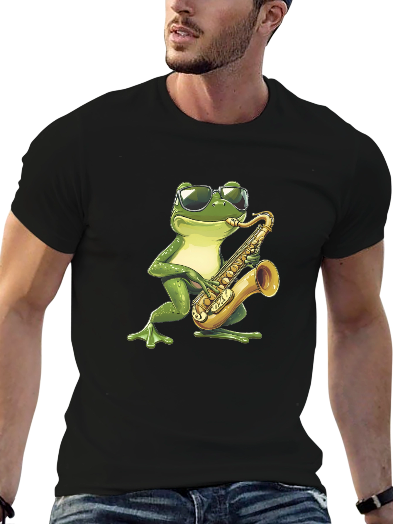 Frog Sax Player Graphic T-Shirt