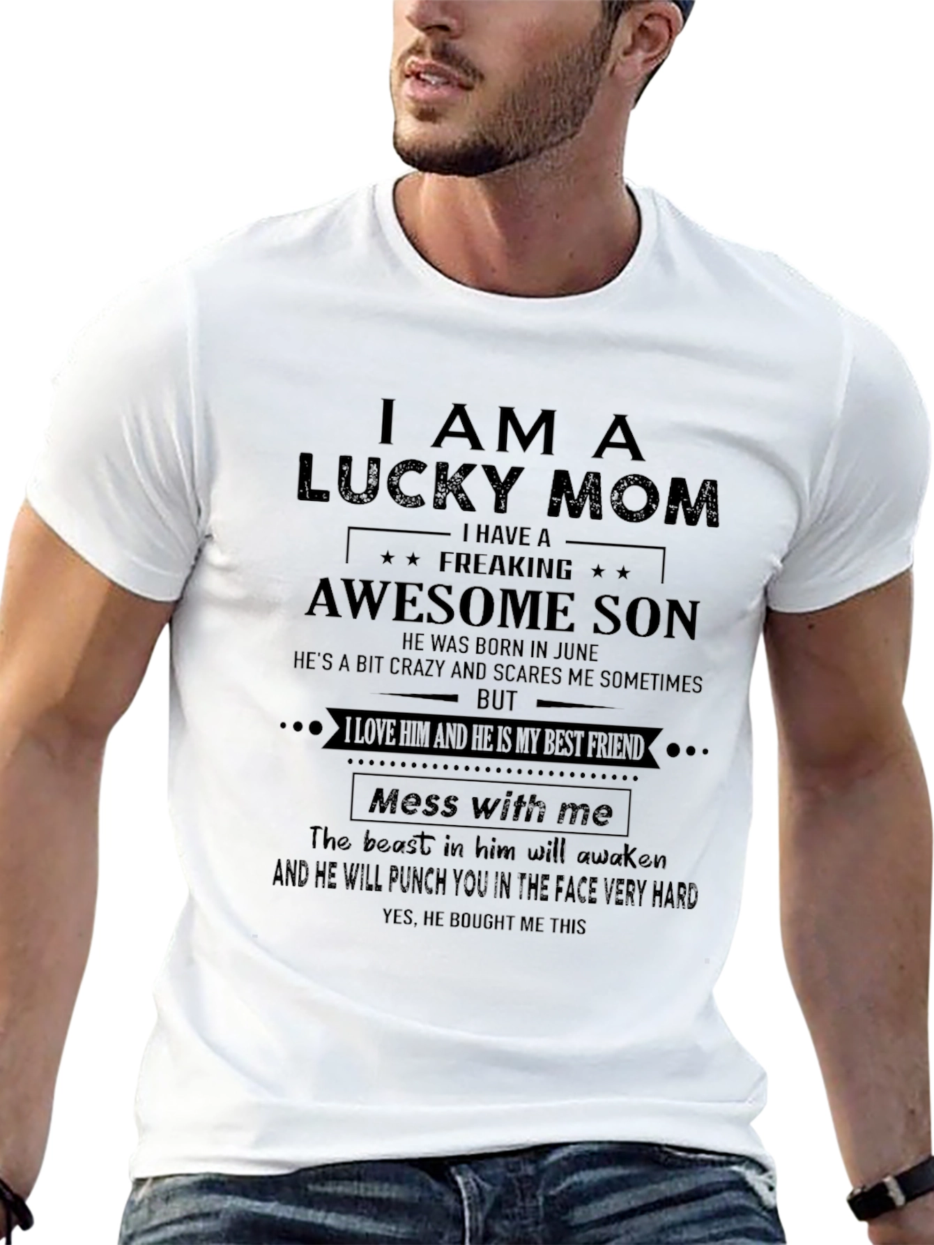 Lucky Mom Awesome Son T-Shirt