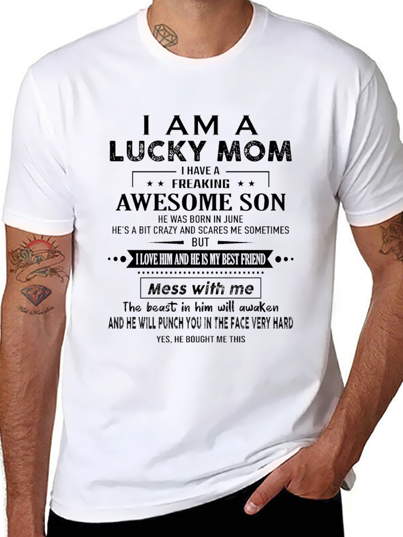 Lucky Mom Awesome Son T-Shirt