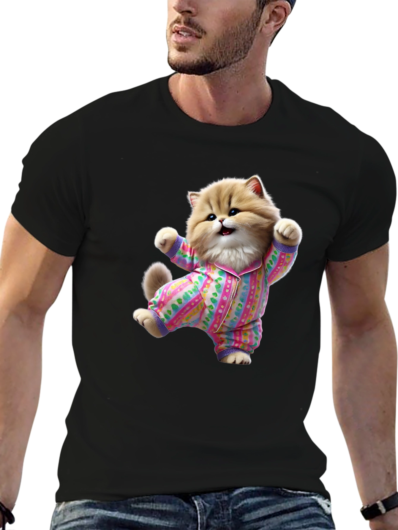 Cute Cat Pajamas T-Shirt - Fun Novelty Tee