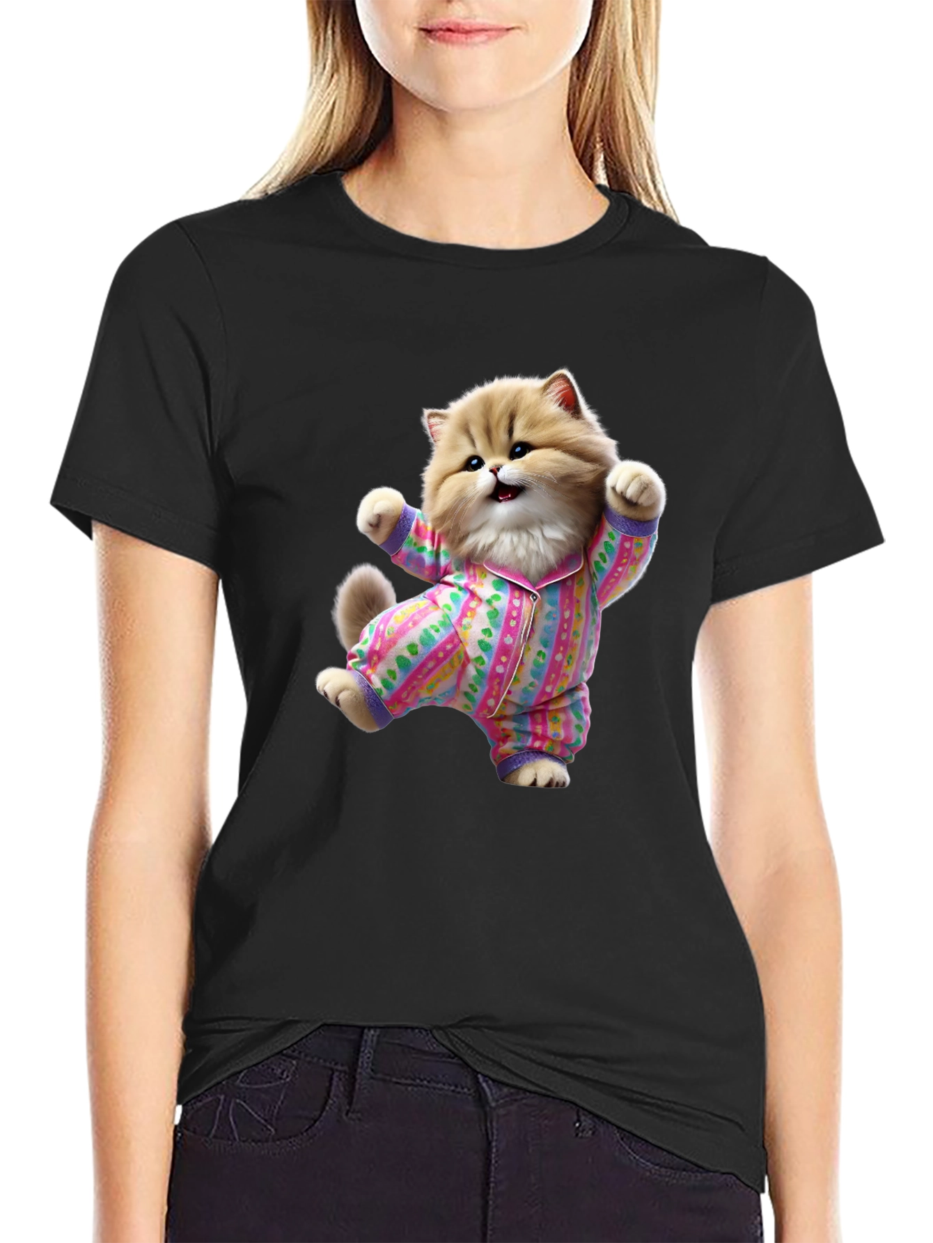 Cute Cat Pajamas T-Shirt - Fun Novelty Tee