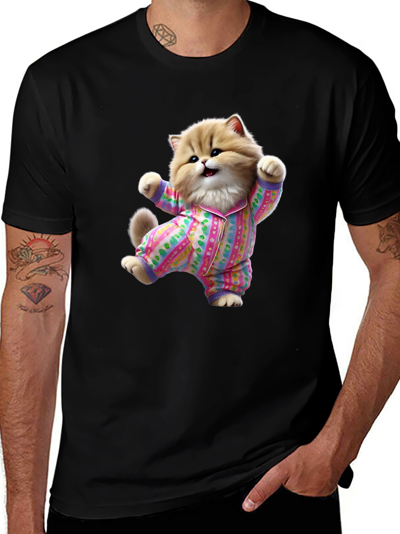 Cute Cat Pajamas T-Shirt - Fun Novelty Tee