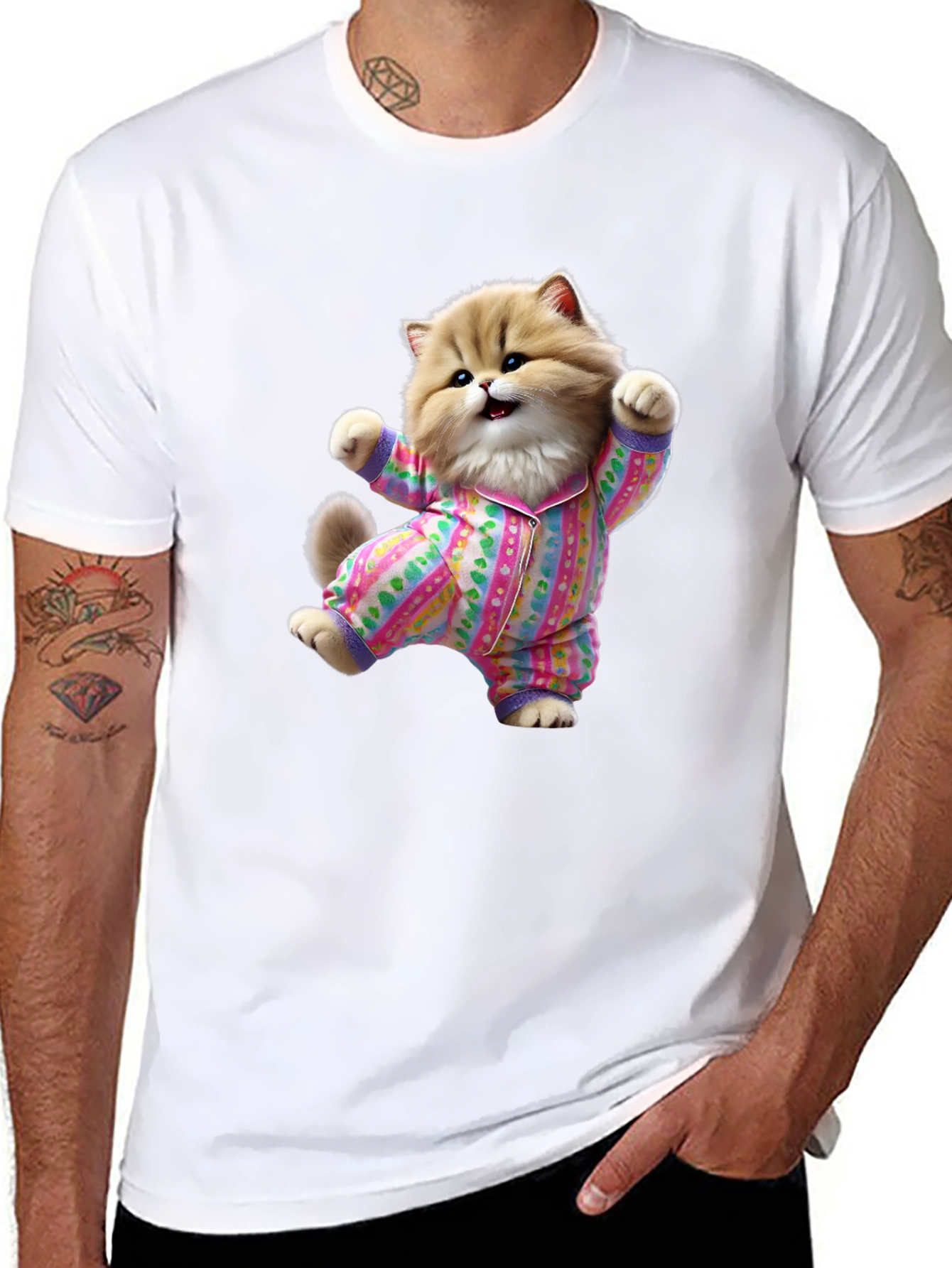 Cute Cat Pajamas T-Shirt - Fun Novelty Tee